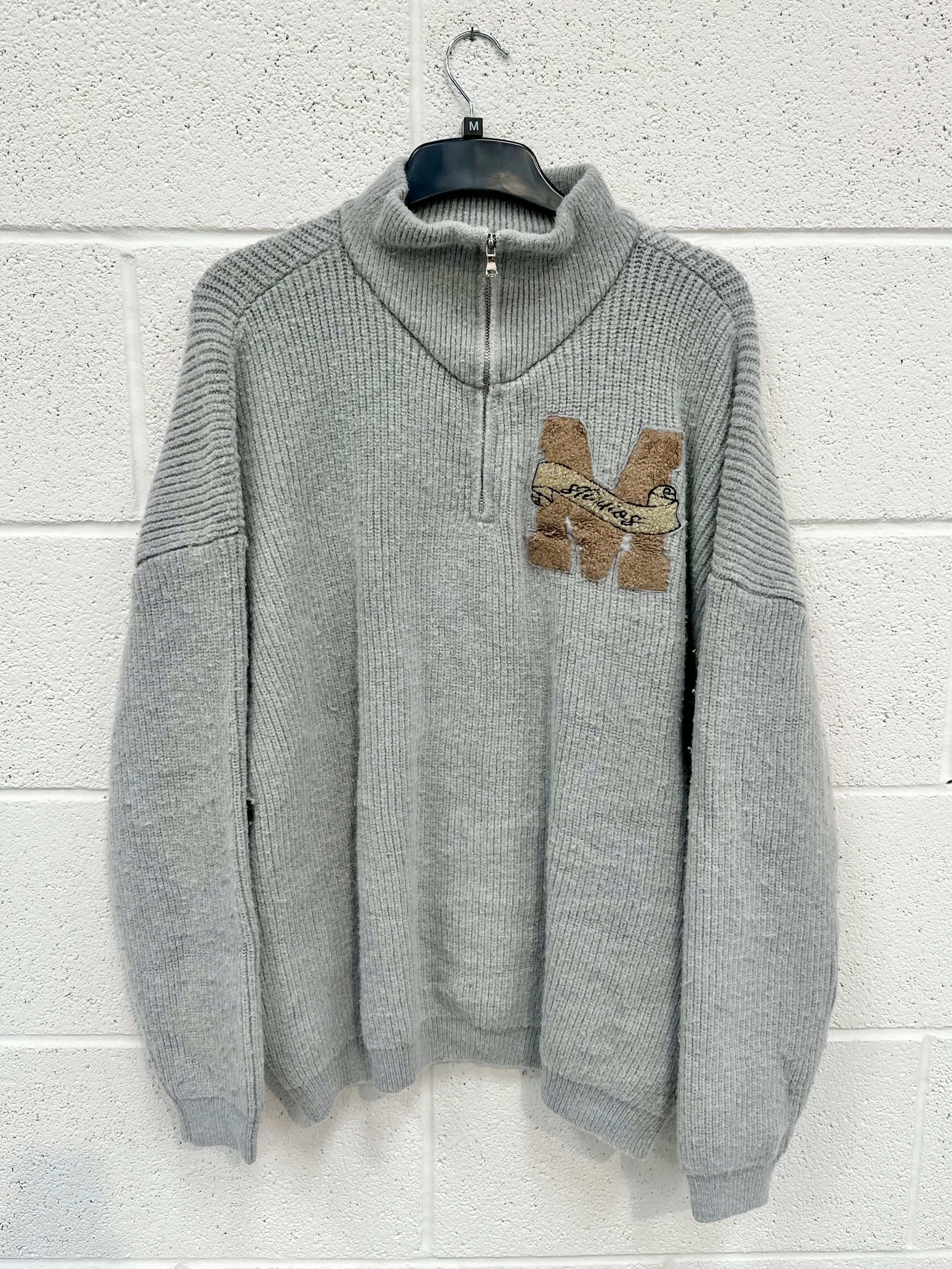 #N11 Washed Grey Knitted Half Zip.