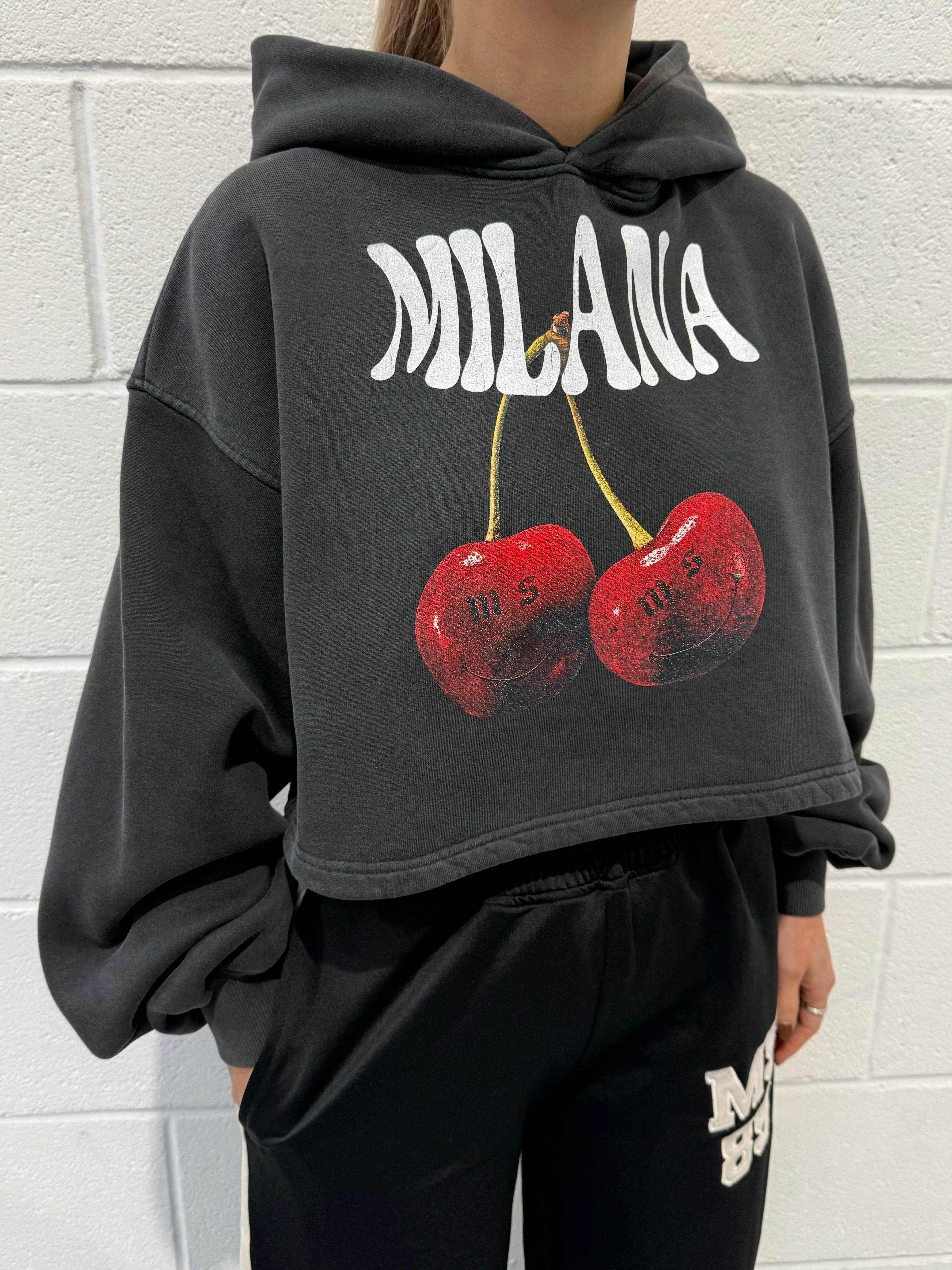 Washed Black Cherry Cropped Hoodie.