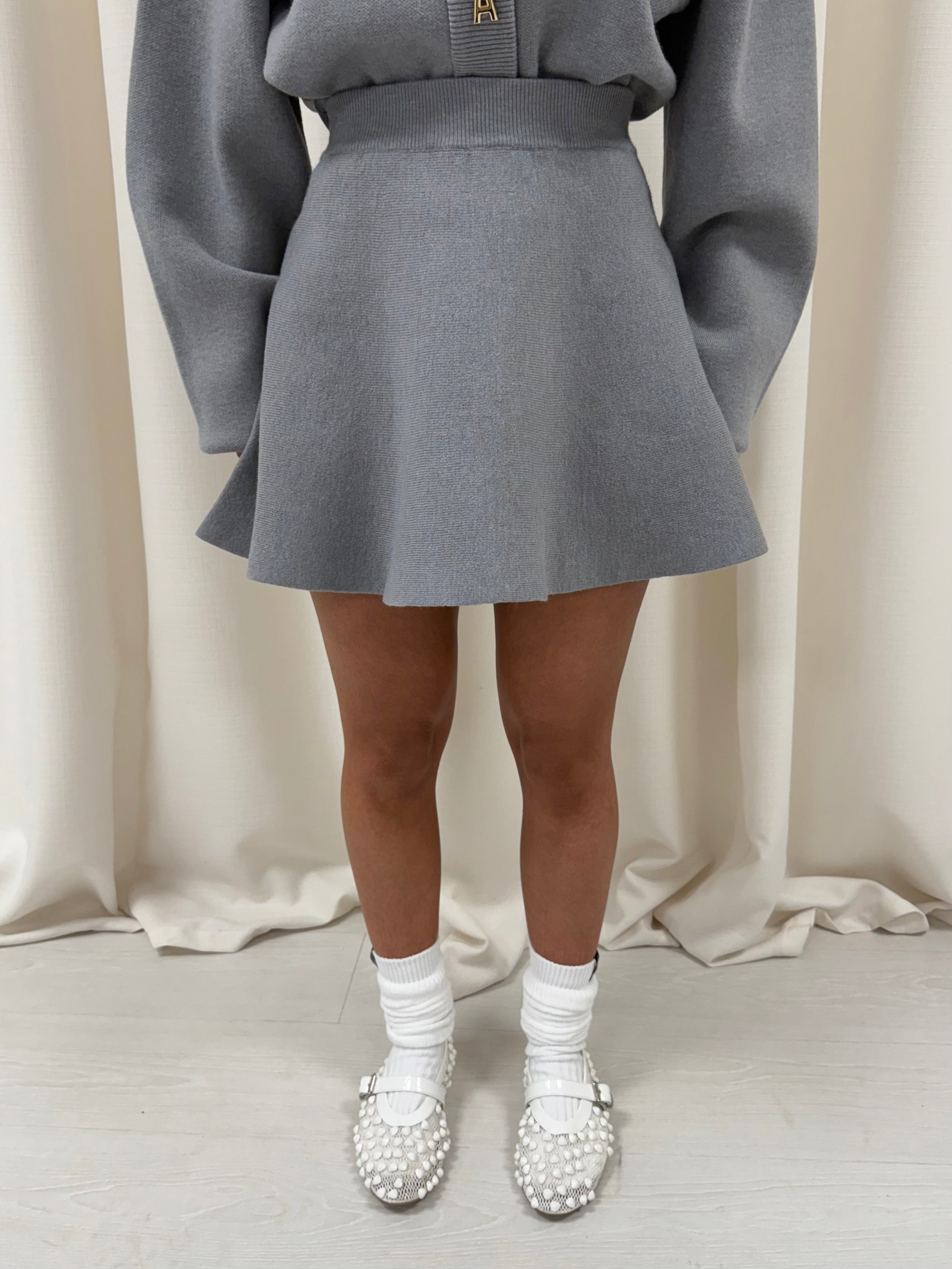 Grey Wave Knitted Skirt.