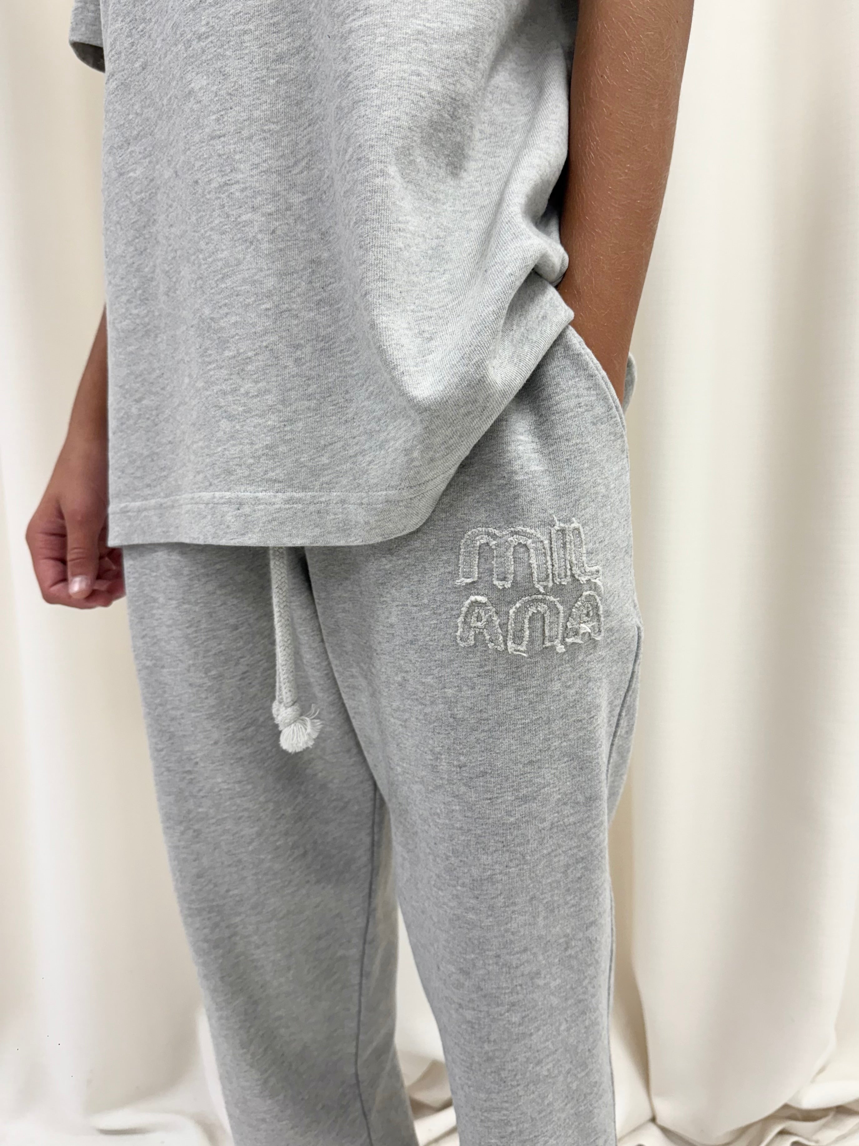 Marl Grey Appliqué Kids Relaxed Sweatpants.