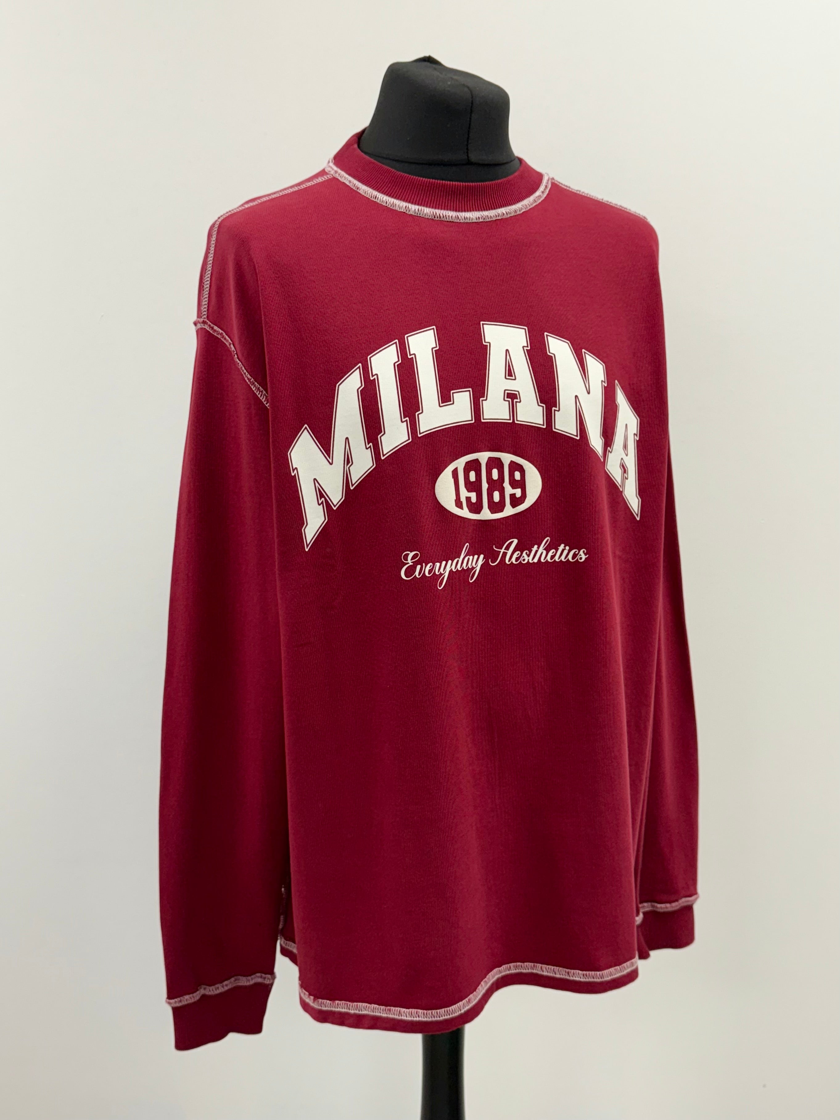 Burgundy 1989 Heavyweight Long Sleeve T-shirt.