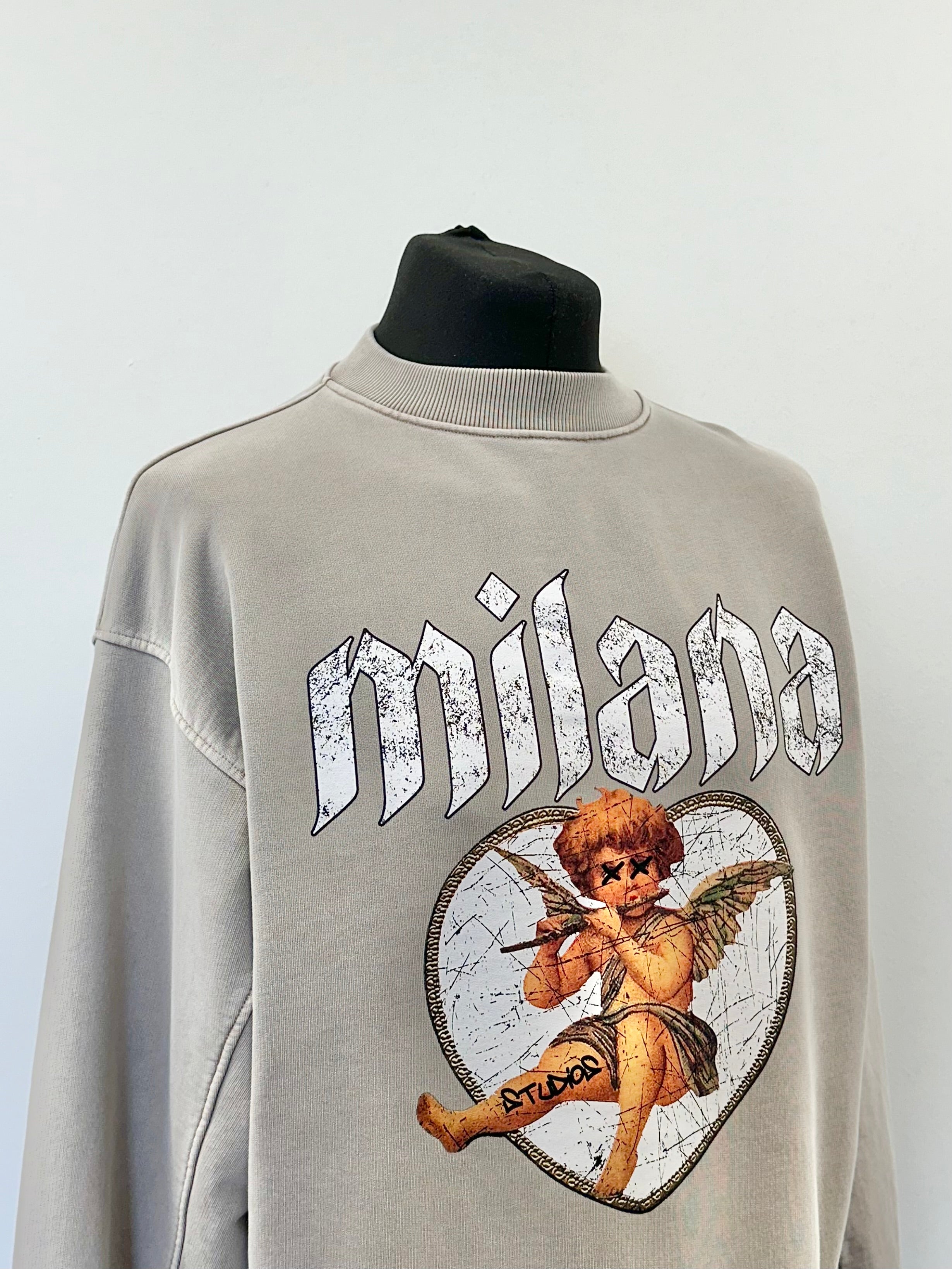 Washed Taupe Cherub Sweatshirt.