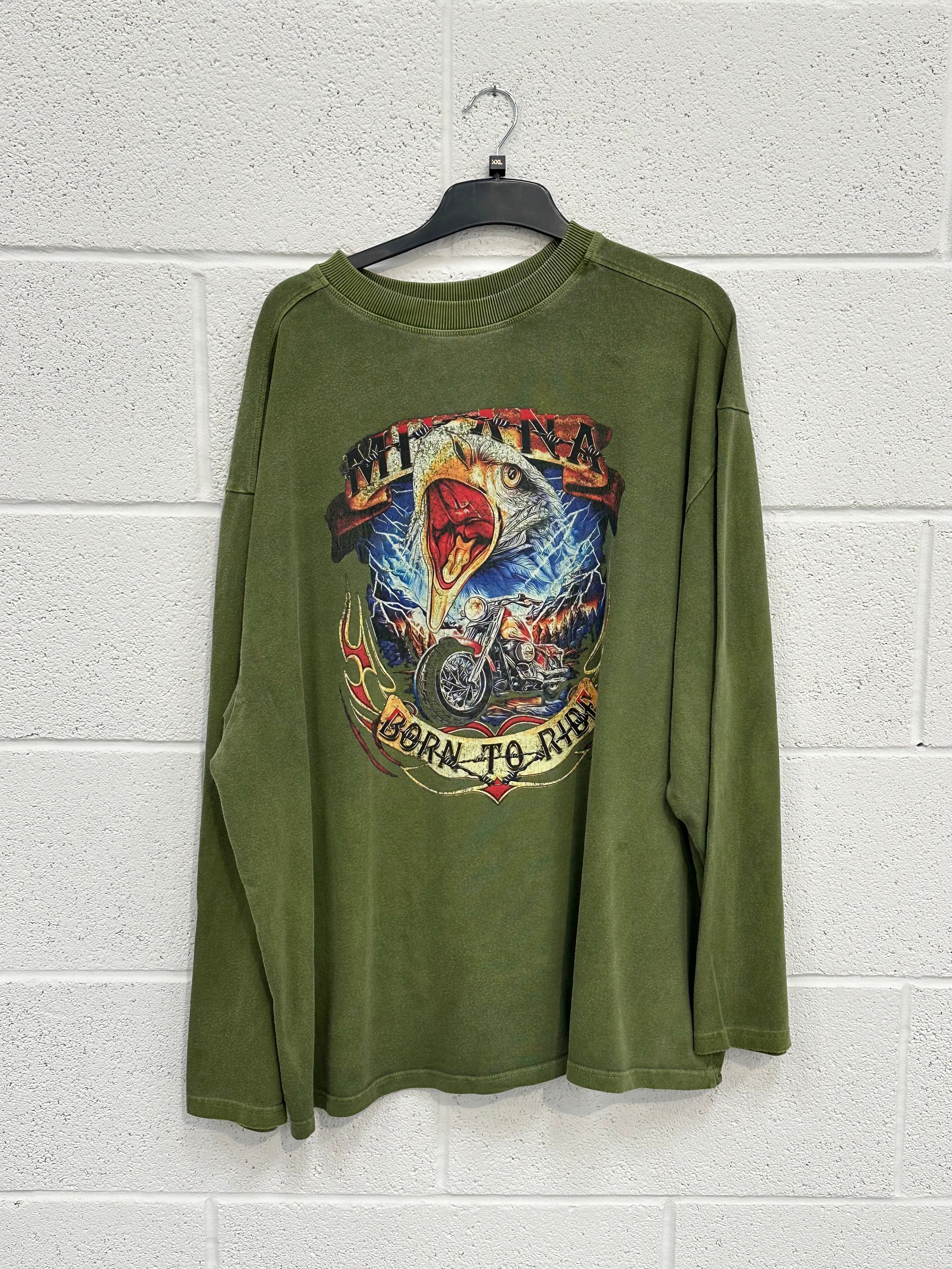 #K20 Washed Green Graphic Heavyweight Long Sleeve.