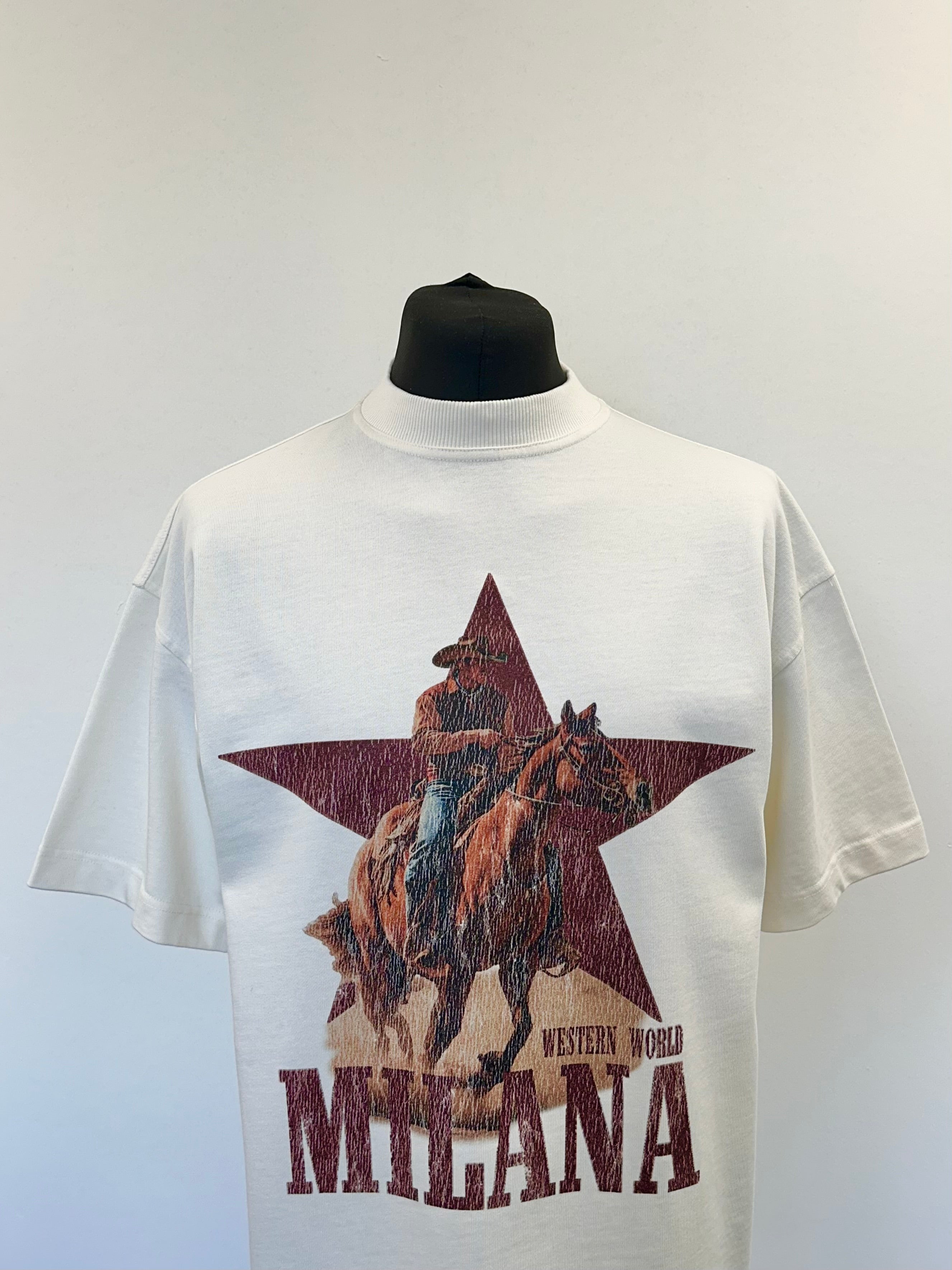 Cream Western World Heavyweight T-shirt.