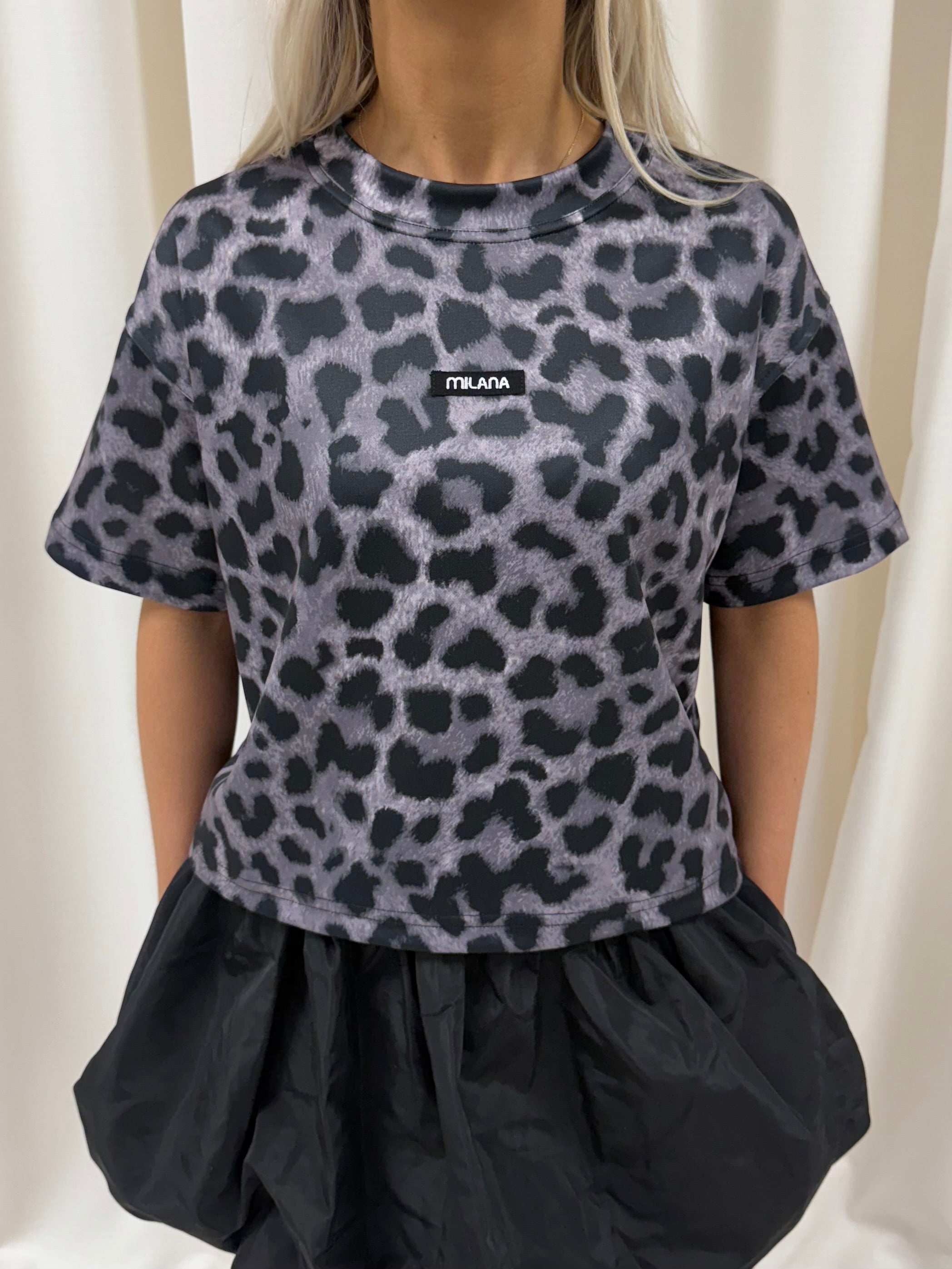 Charcoal Leopard Print Box T-shirt.