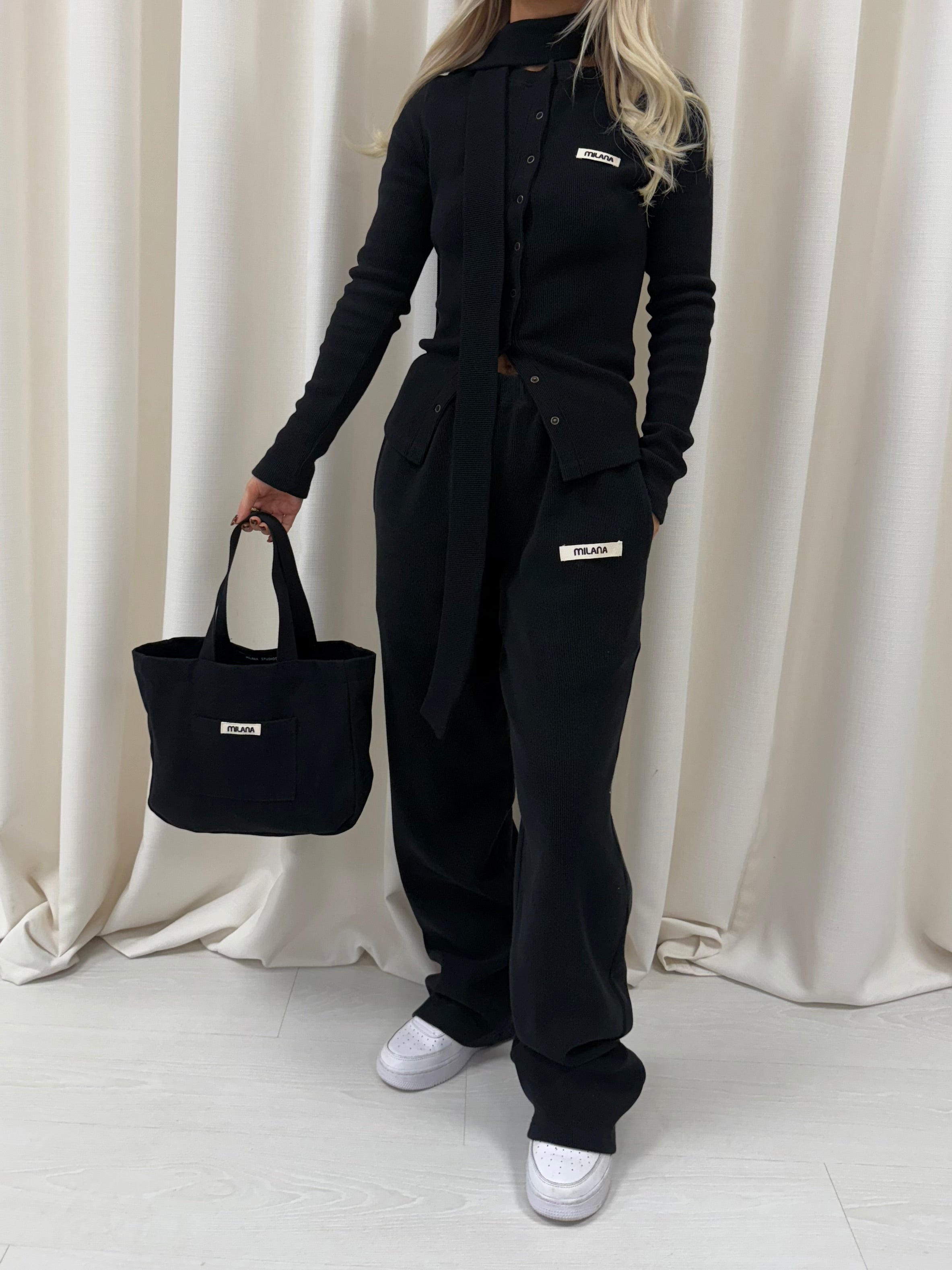 Black Core Mini Pocket Tote Bag.