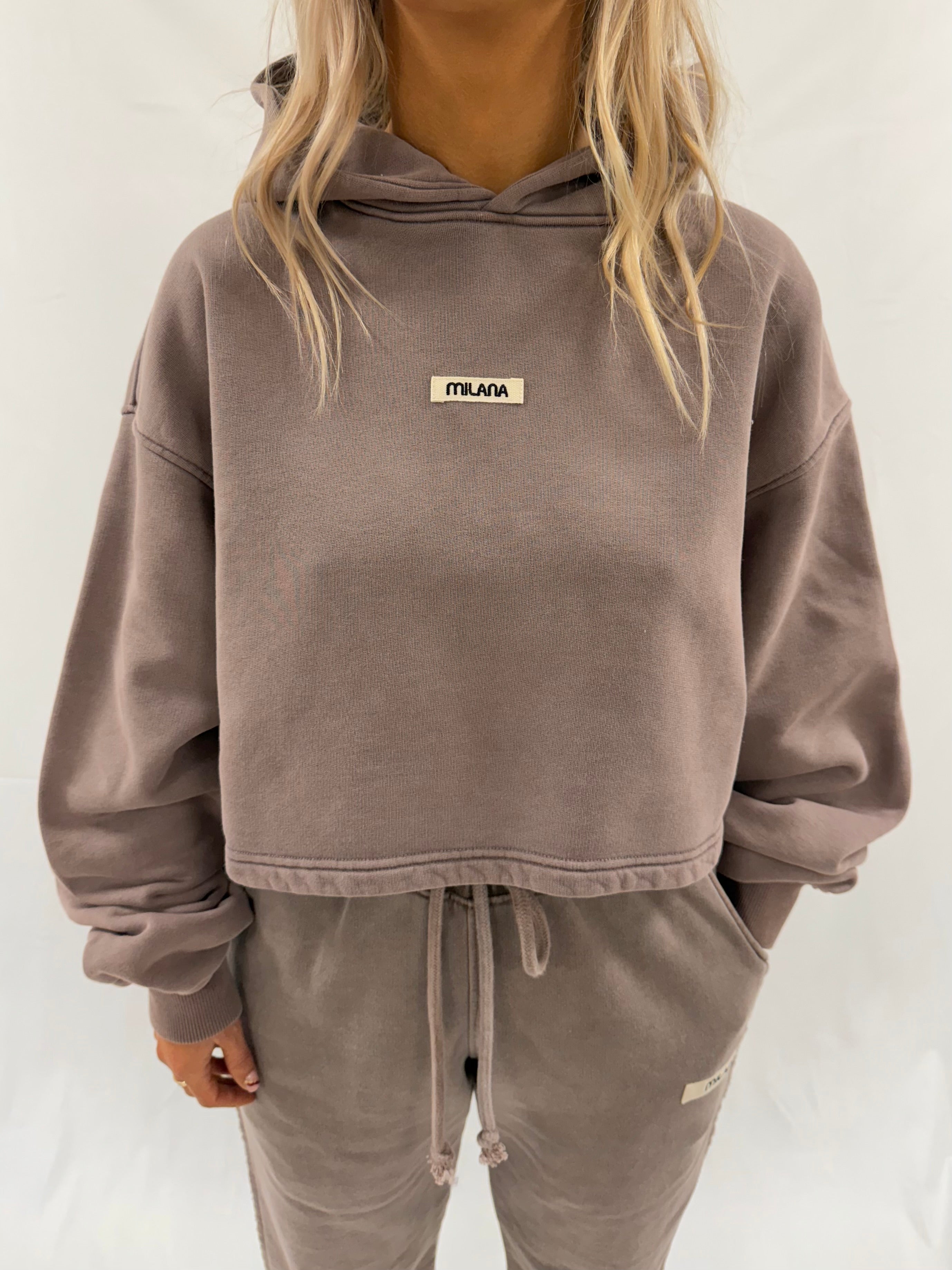 Washed Brown Core Heavyweight Cropped Hoodie.