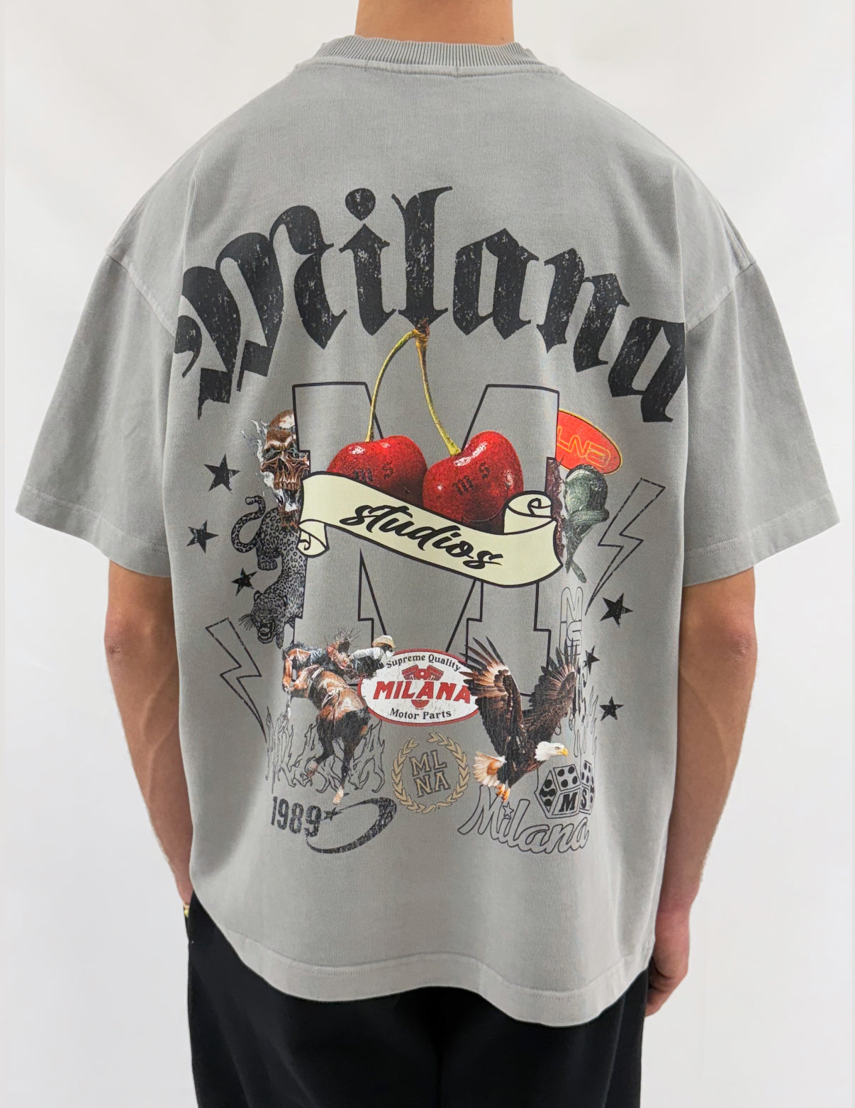 Washed Ash Grey Milana History Heavyweight T-shirt.