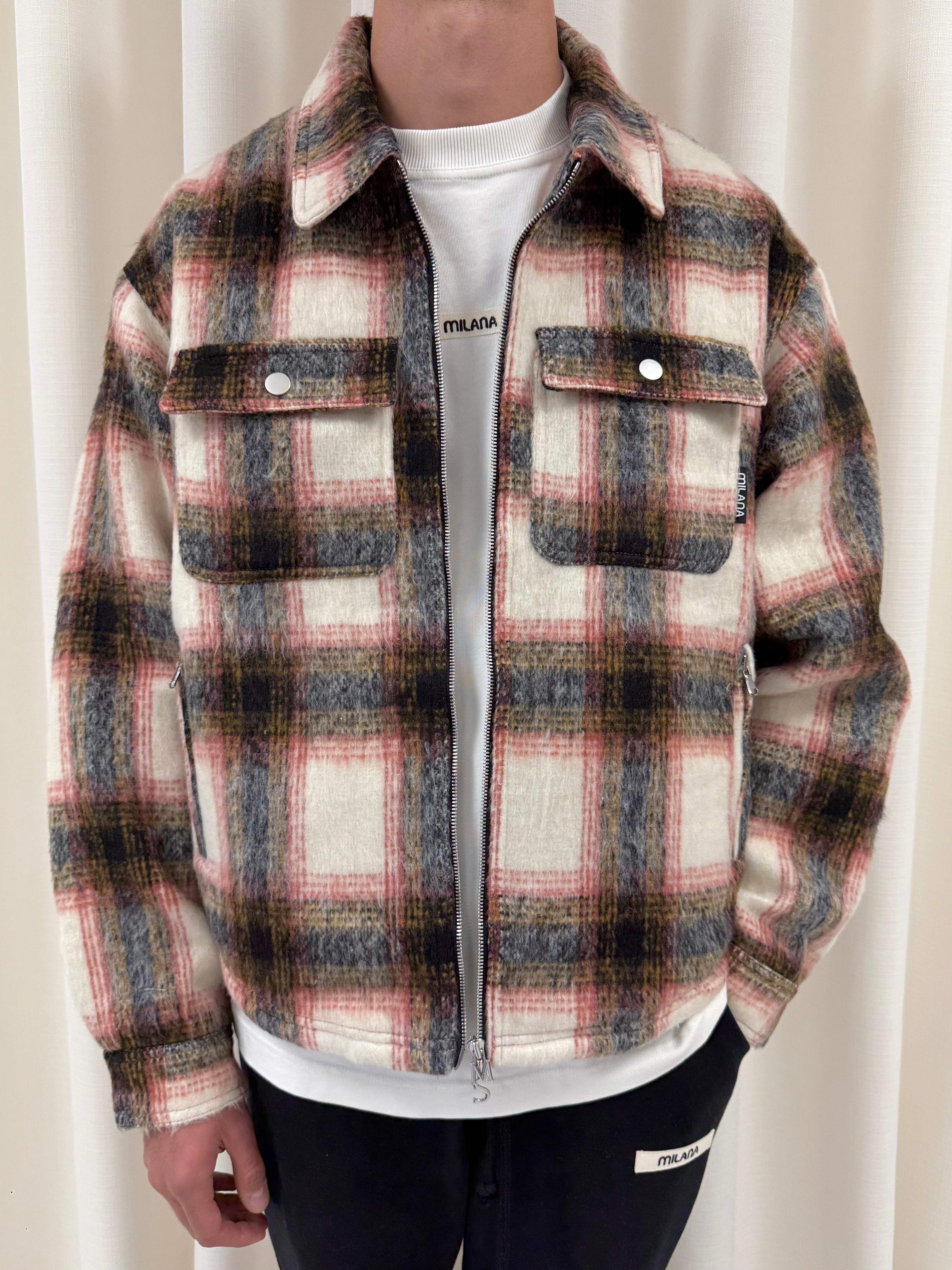 Rust Check Flannel Trucker Jacket.