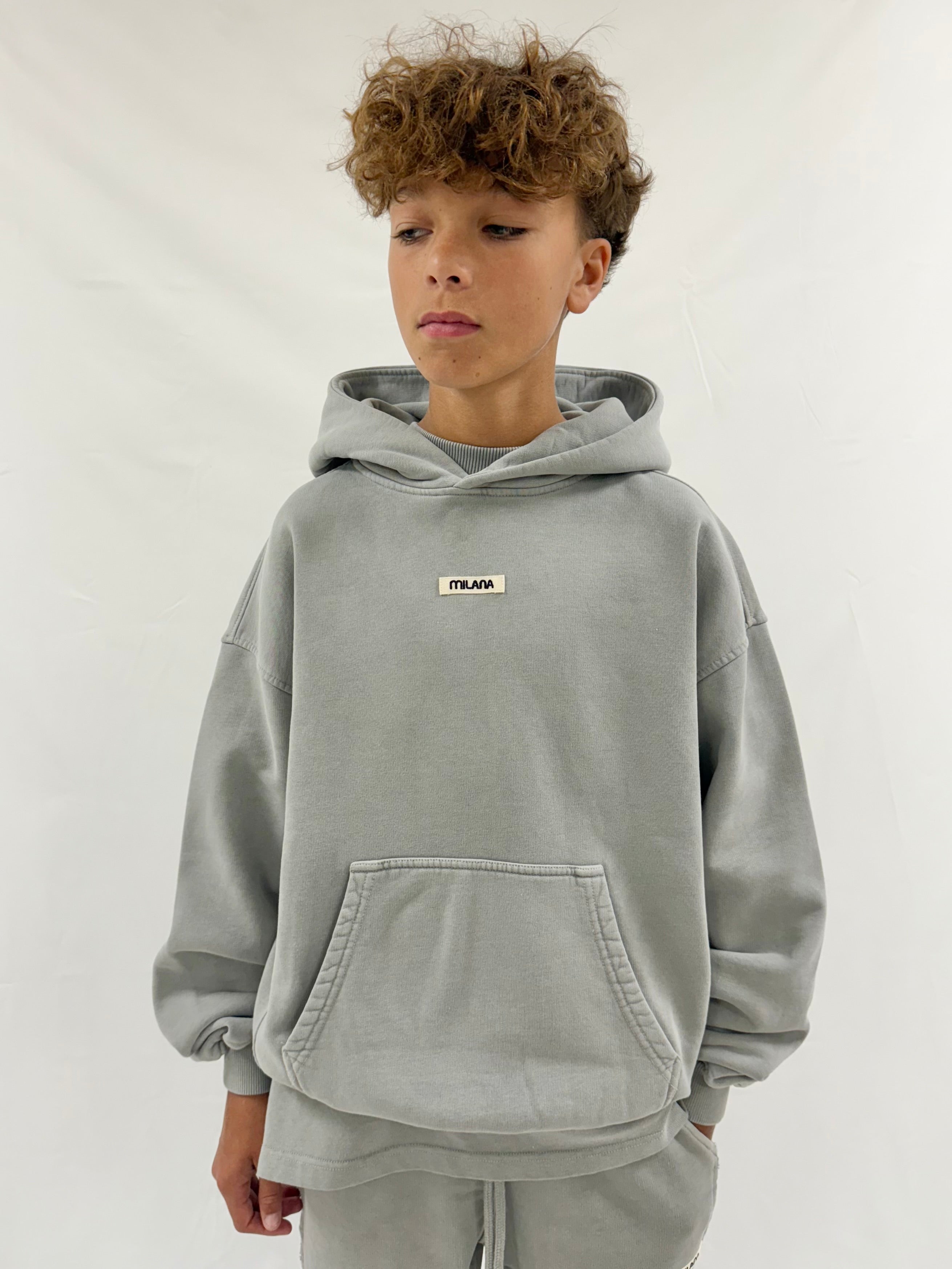 Washed Ash Grey Core Kids Hoodie.