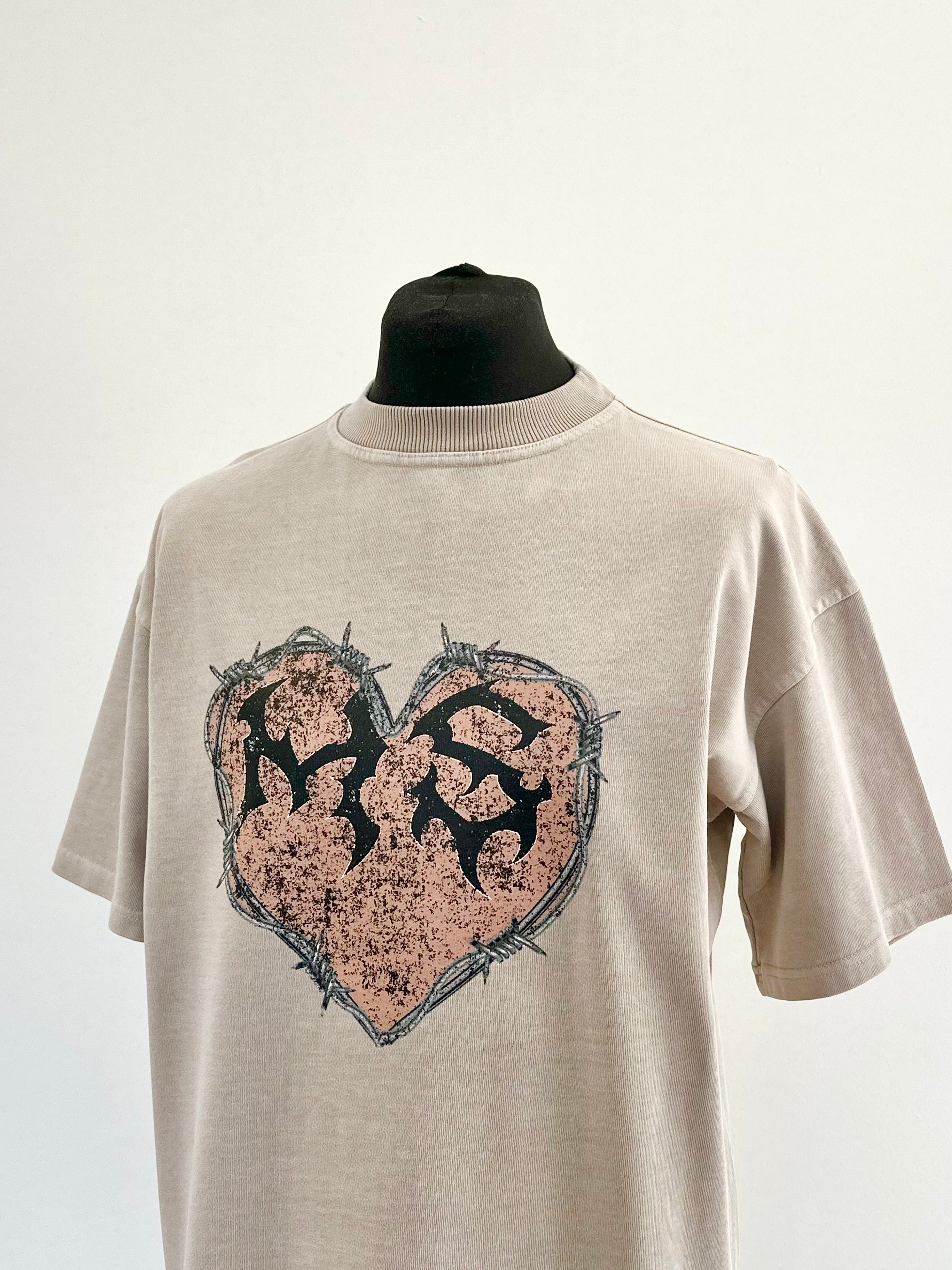 Washed Taupe MS Heart Heavyweight T-shirt.