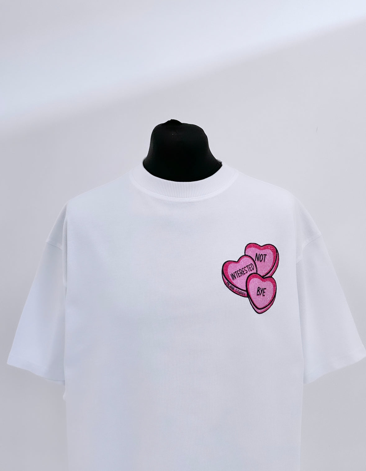 Cdg pink heart cheap t shirt