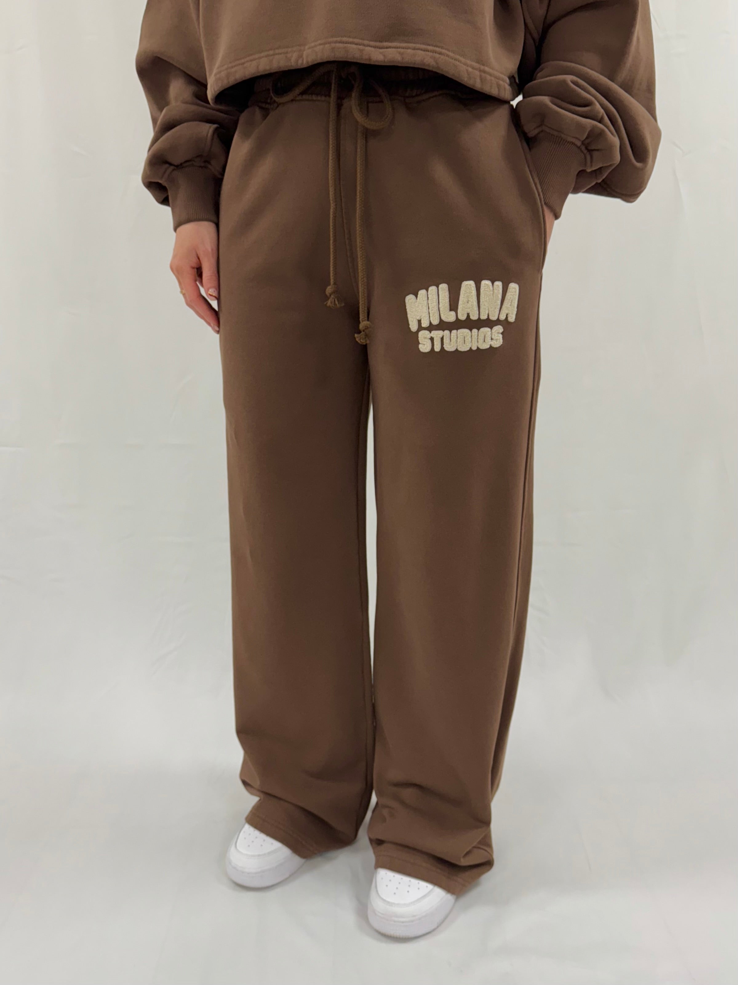 Dark Chocolate Teddy Wide Sweatpants.