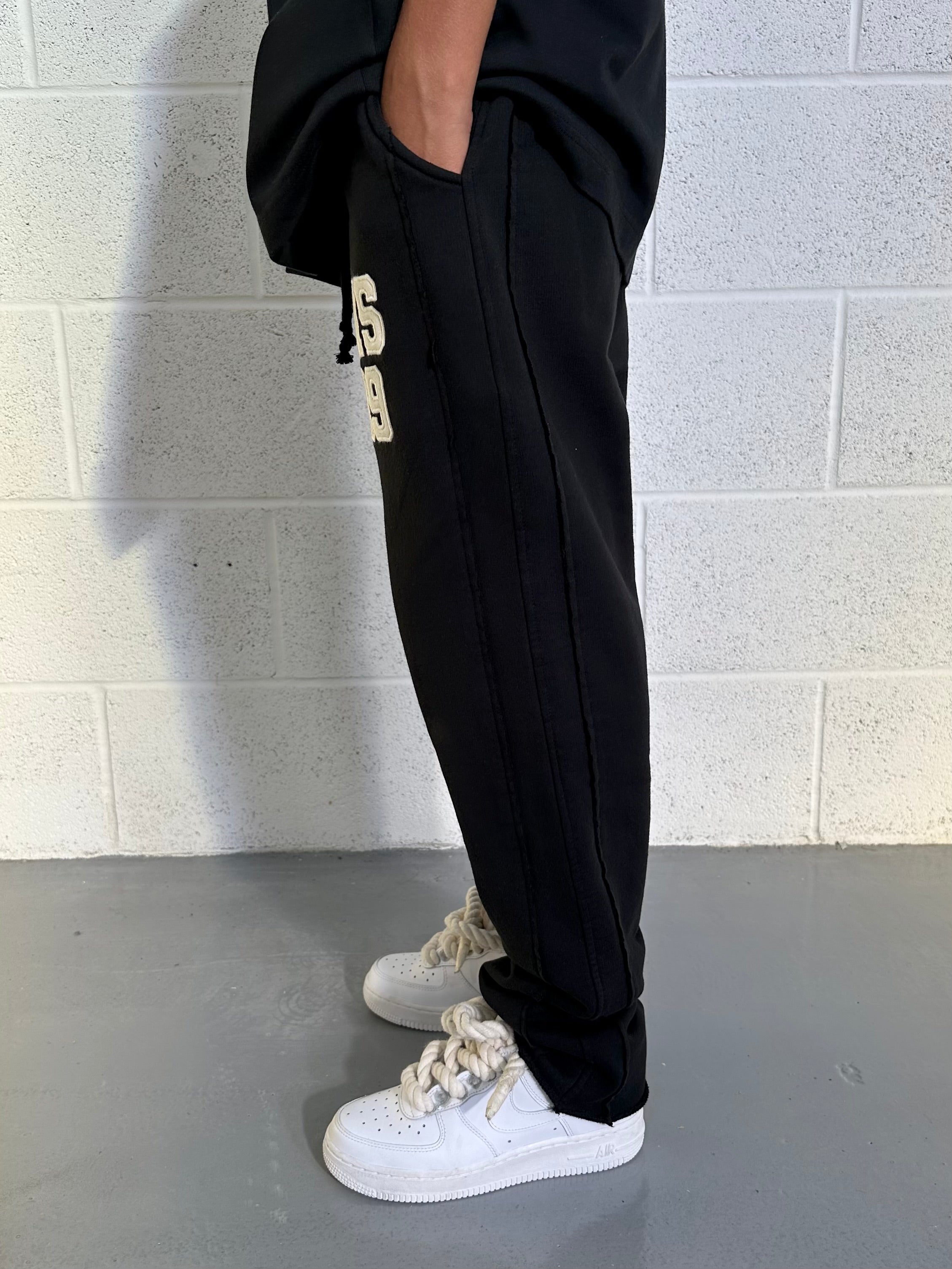 Black MS89 Relaxed Kids Sweatpants.