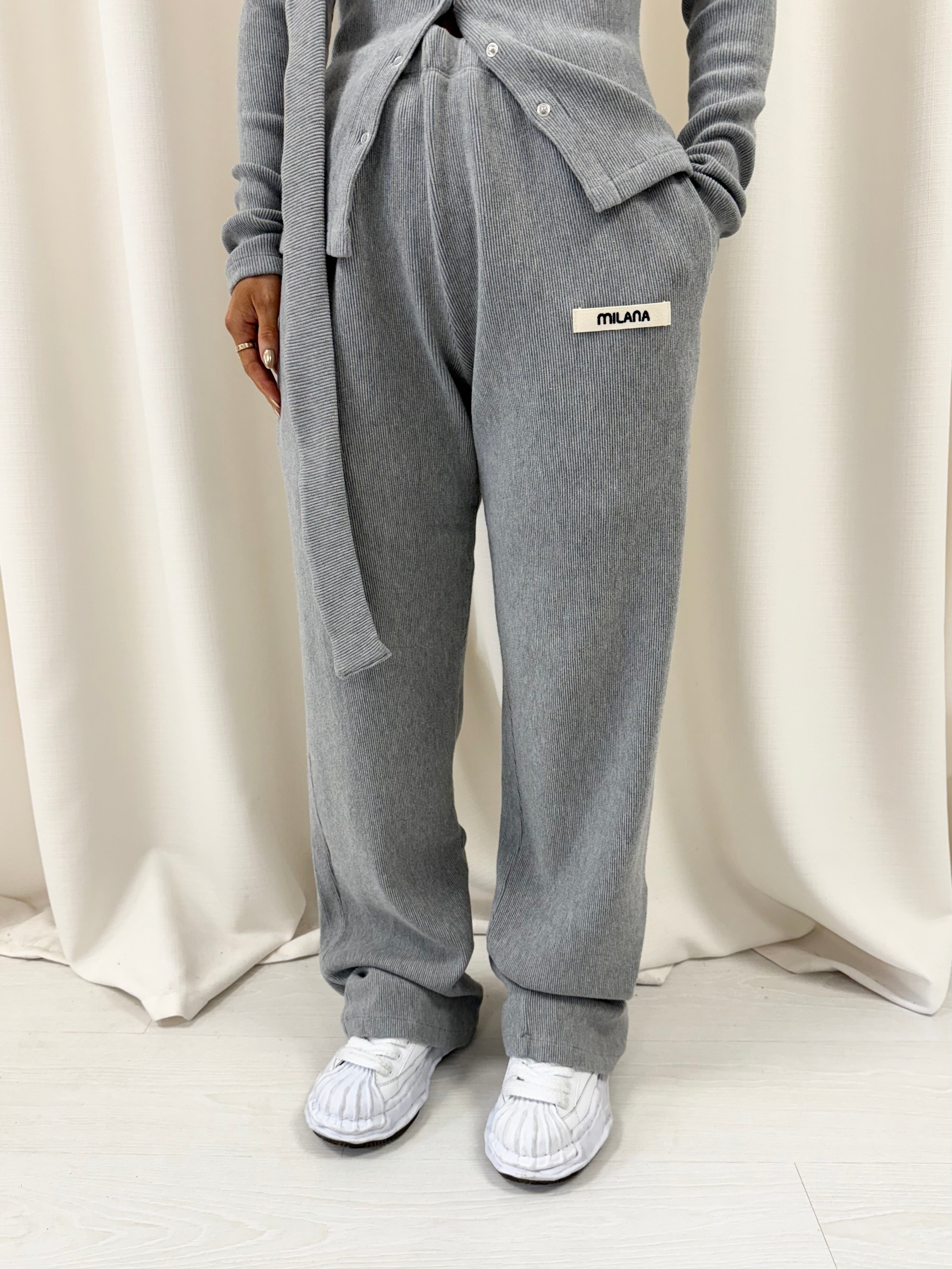 Marl Grey Core Soft Rib Sweatpants.