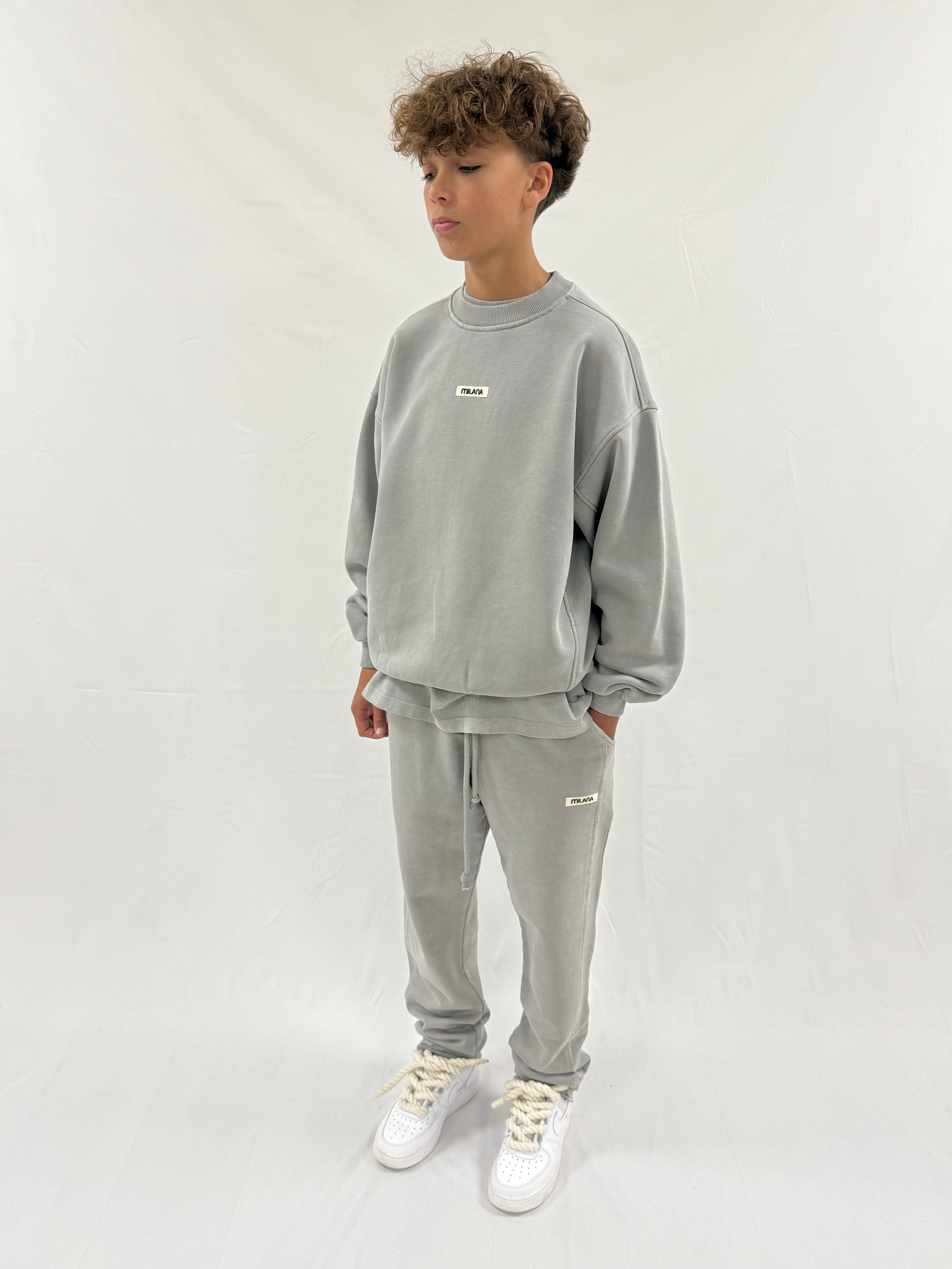 Washed Ash Grey Core Kids Sweatshirt.