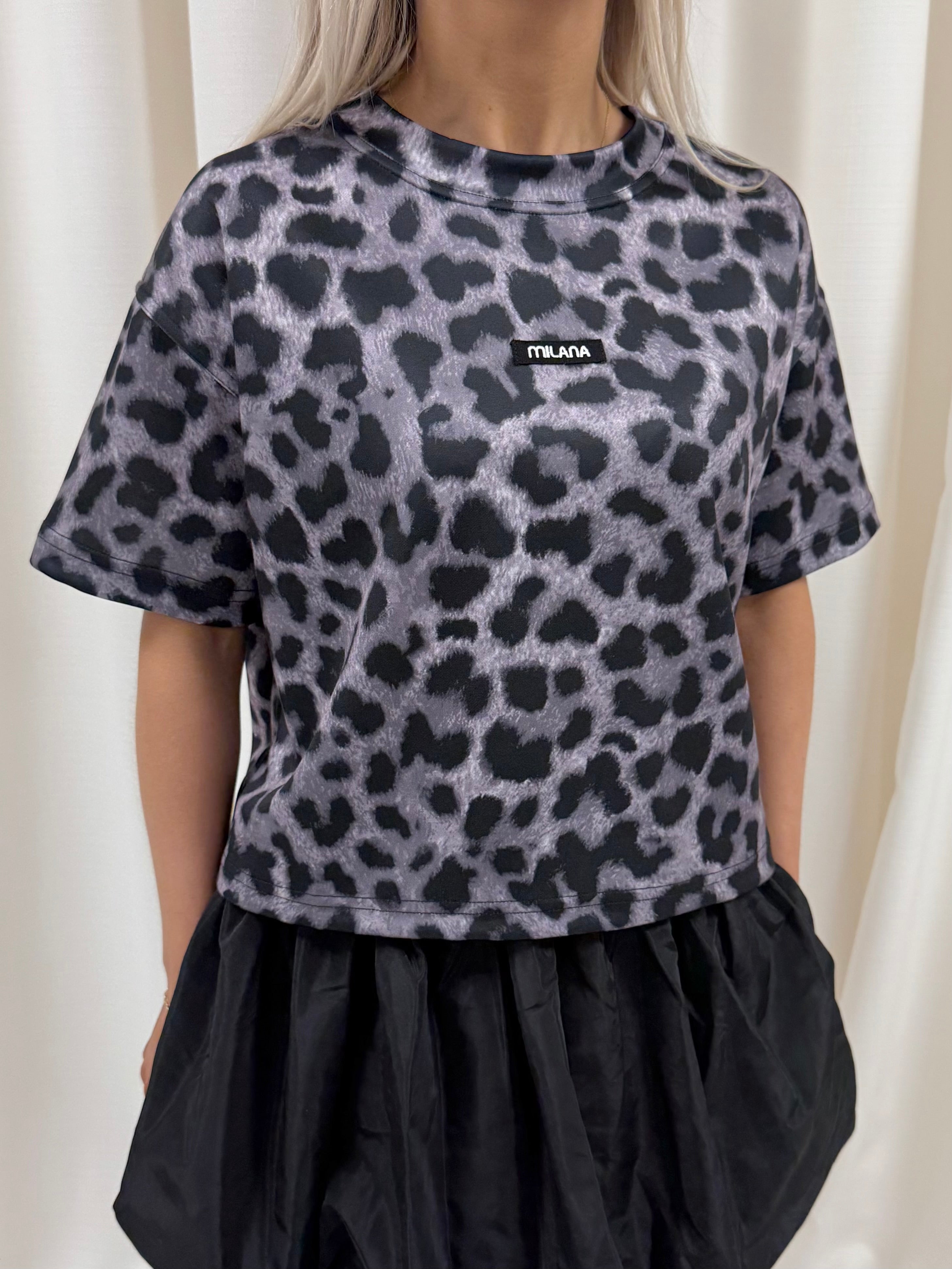 Charcoal Leopard Print Box T-shirt.