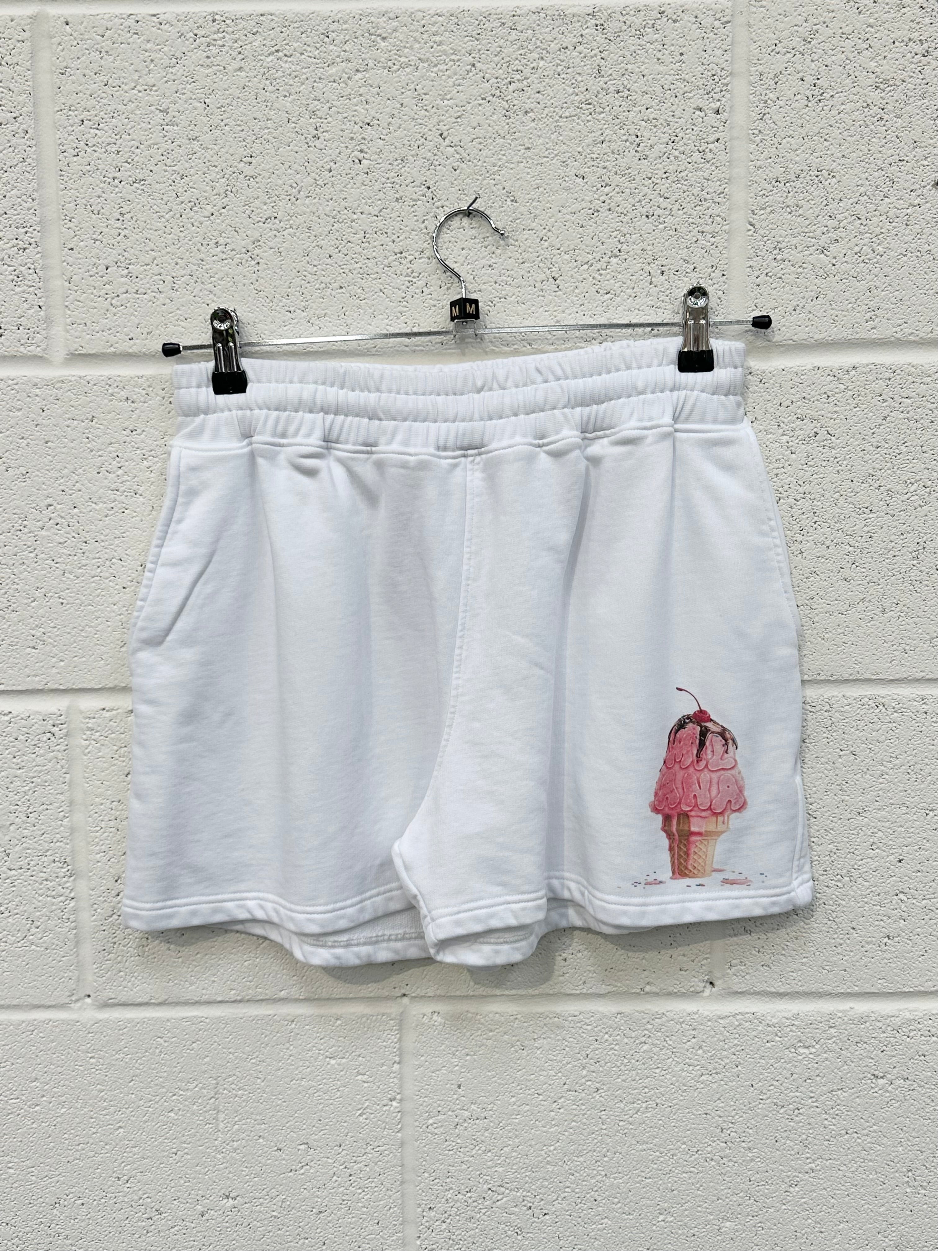 #CC46 White Ice Cream Mini Shorts.