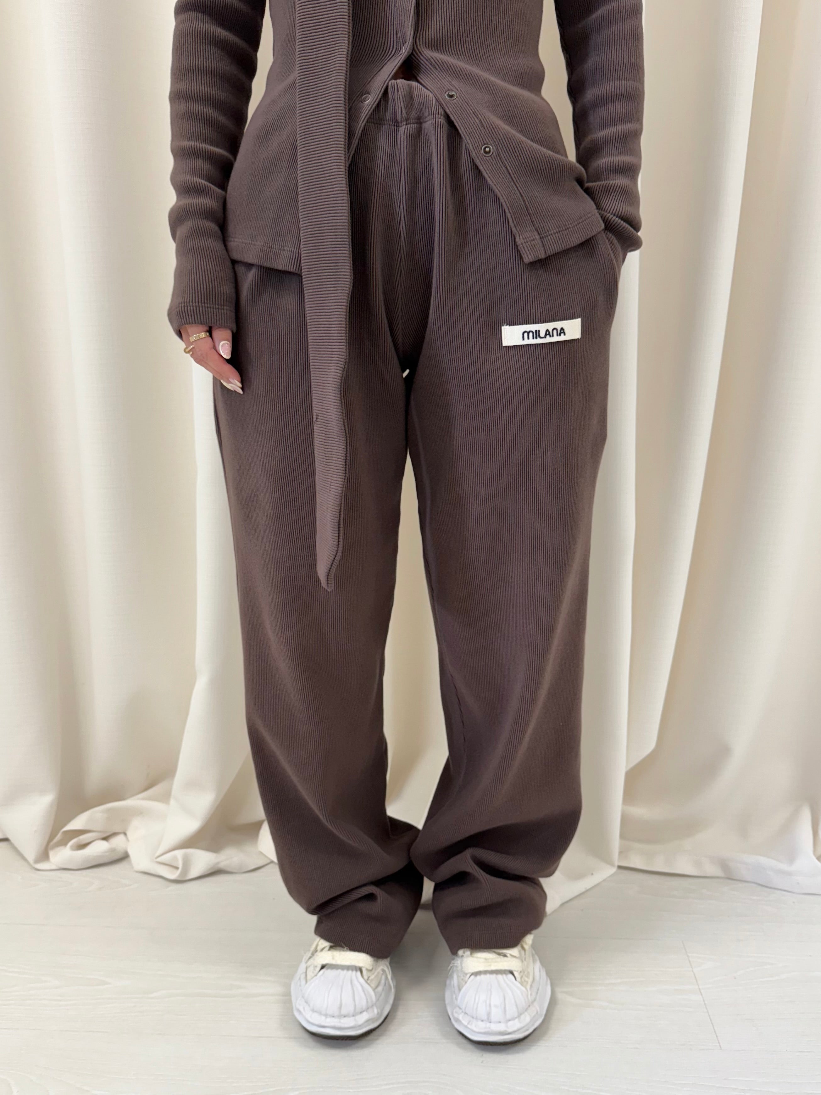 Chocolate Brown Core Soft Rib Sweatpants.