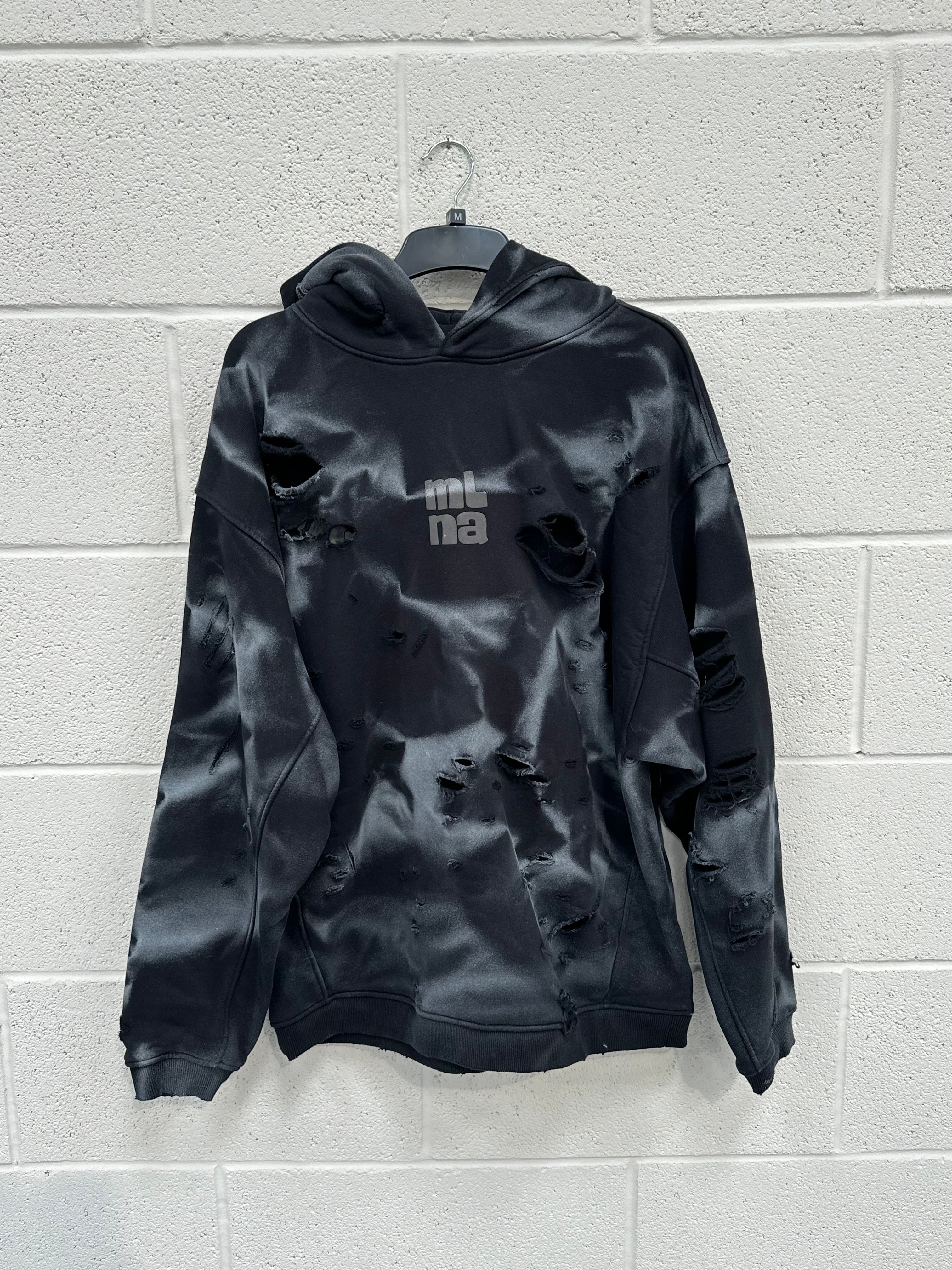 #L19 Black Spray Out Bubble Heavyweight Hoodie.