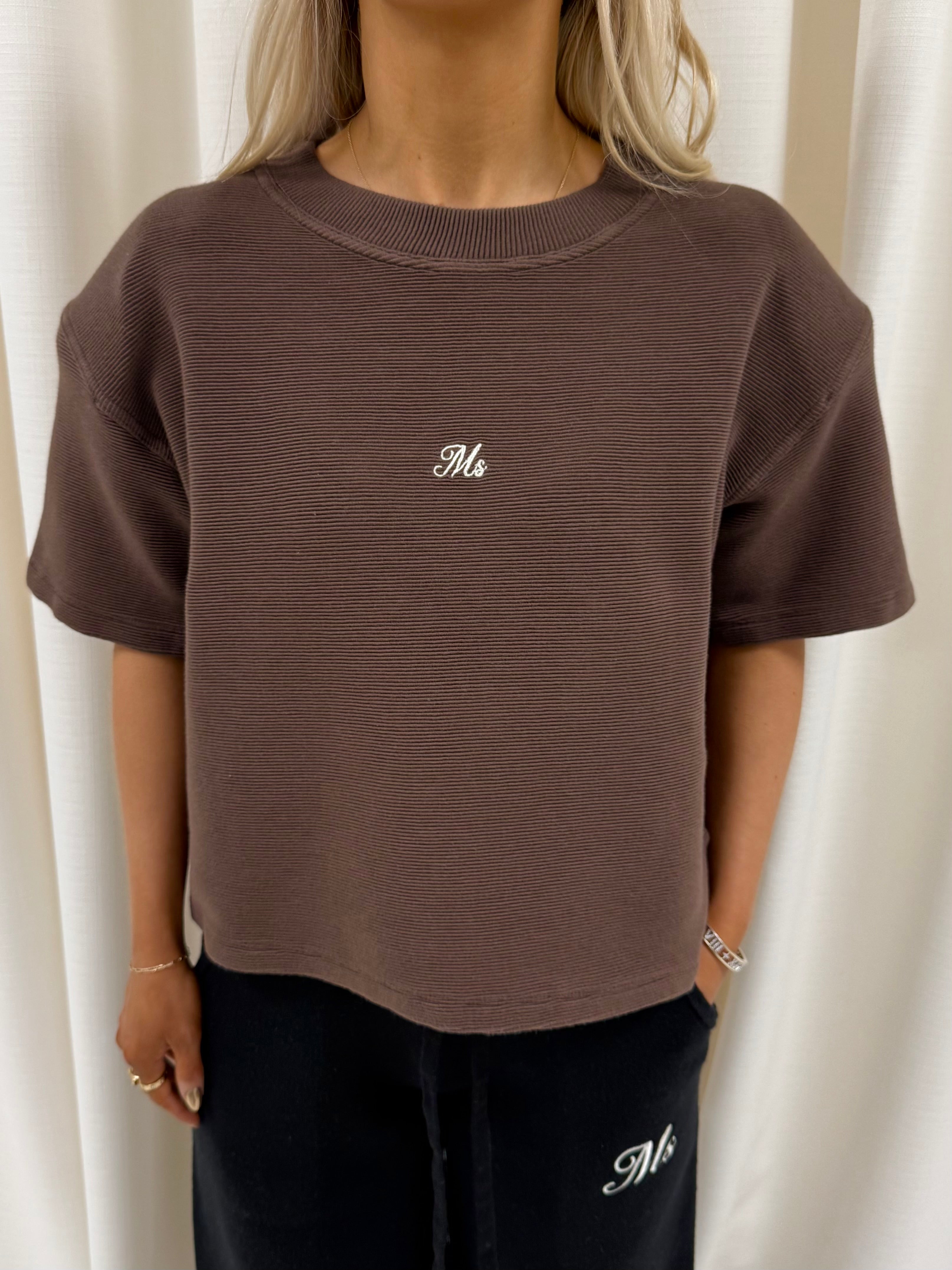 Chocolate Brown Aura Ribbed Top.