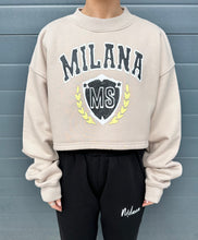 Load image into Gallery viewer, Taupe Crest Cropped Heavyweight Sweatshirt.