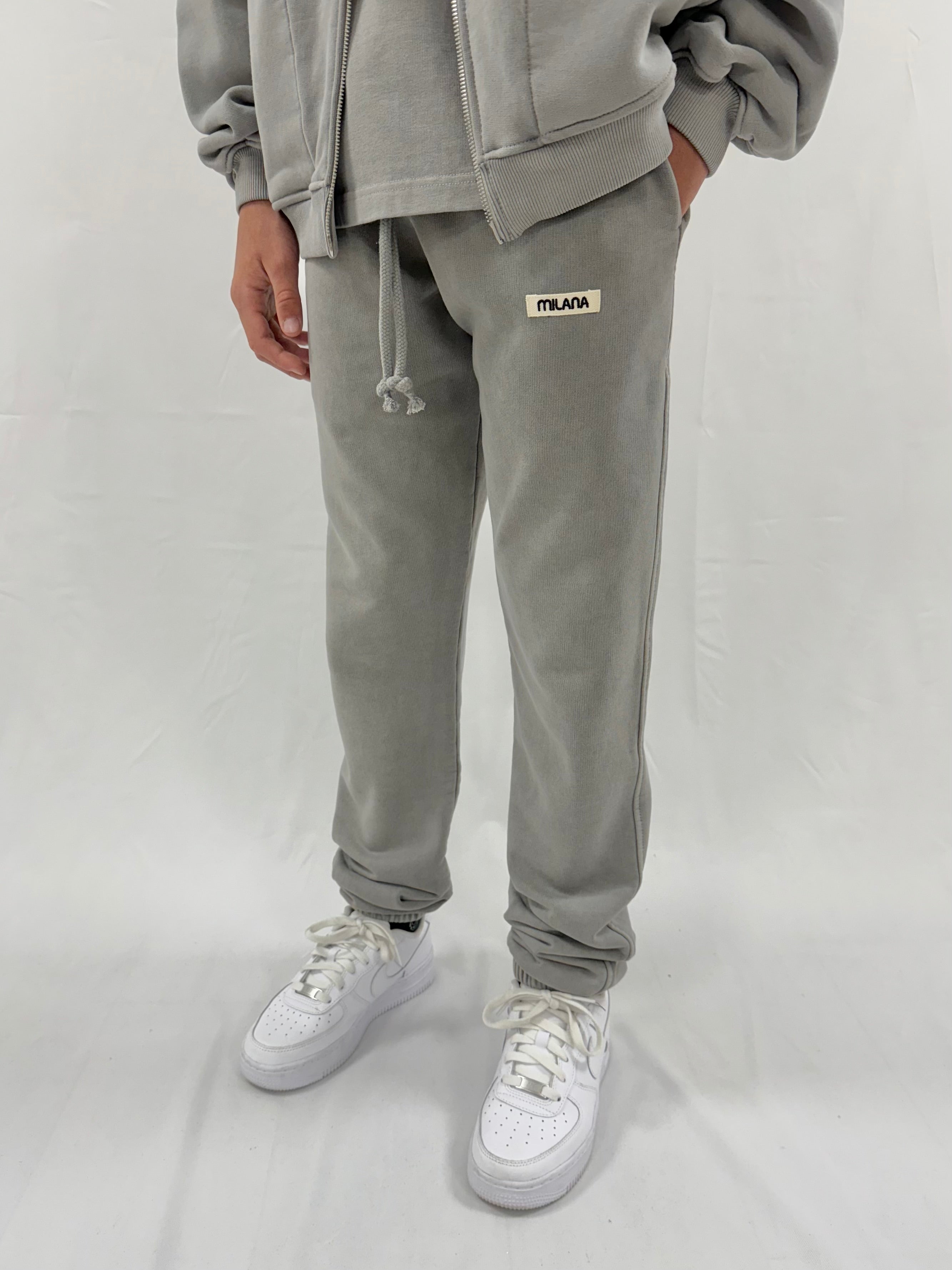 Washed Ash Grey Kids Cuff Sweatpants.