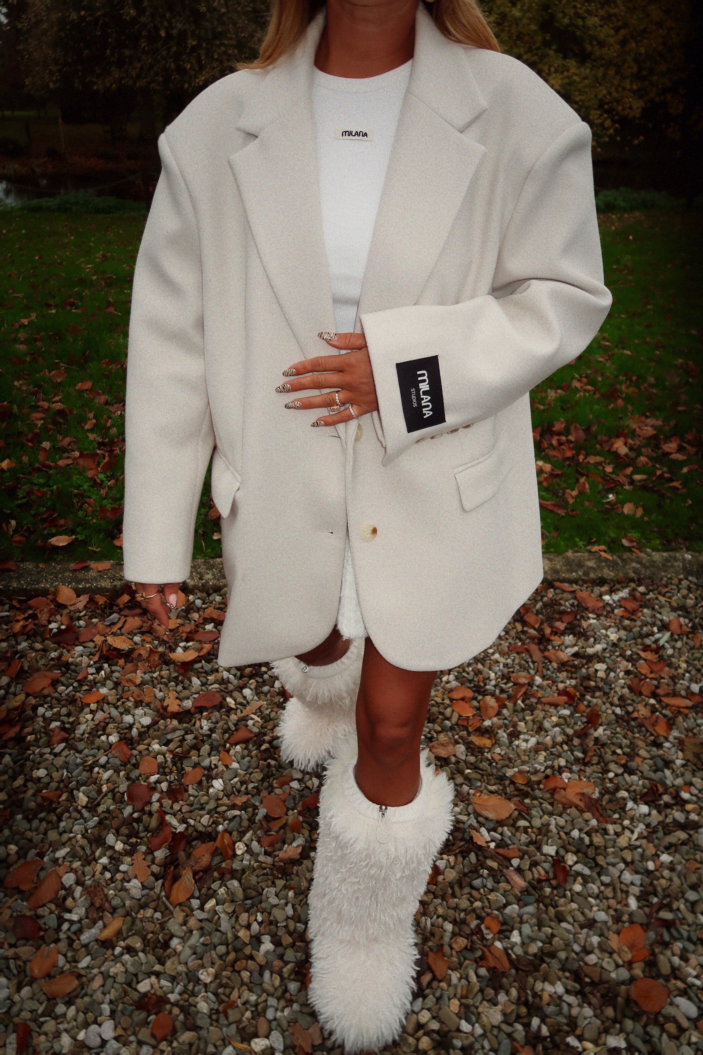 Ivory Oversized Structured Blazer.