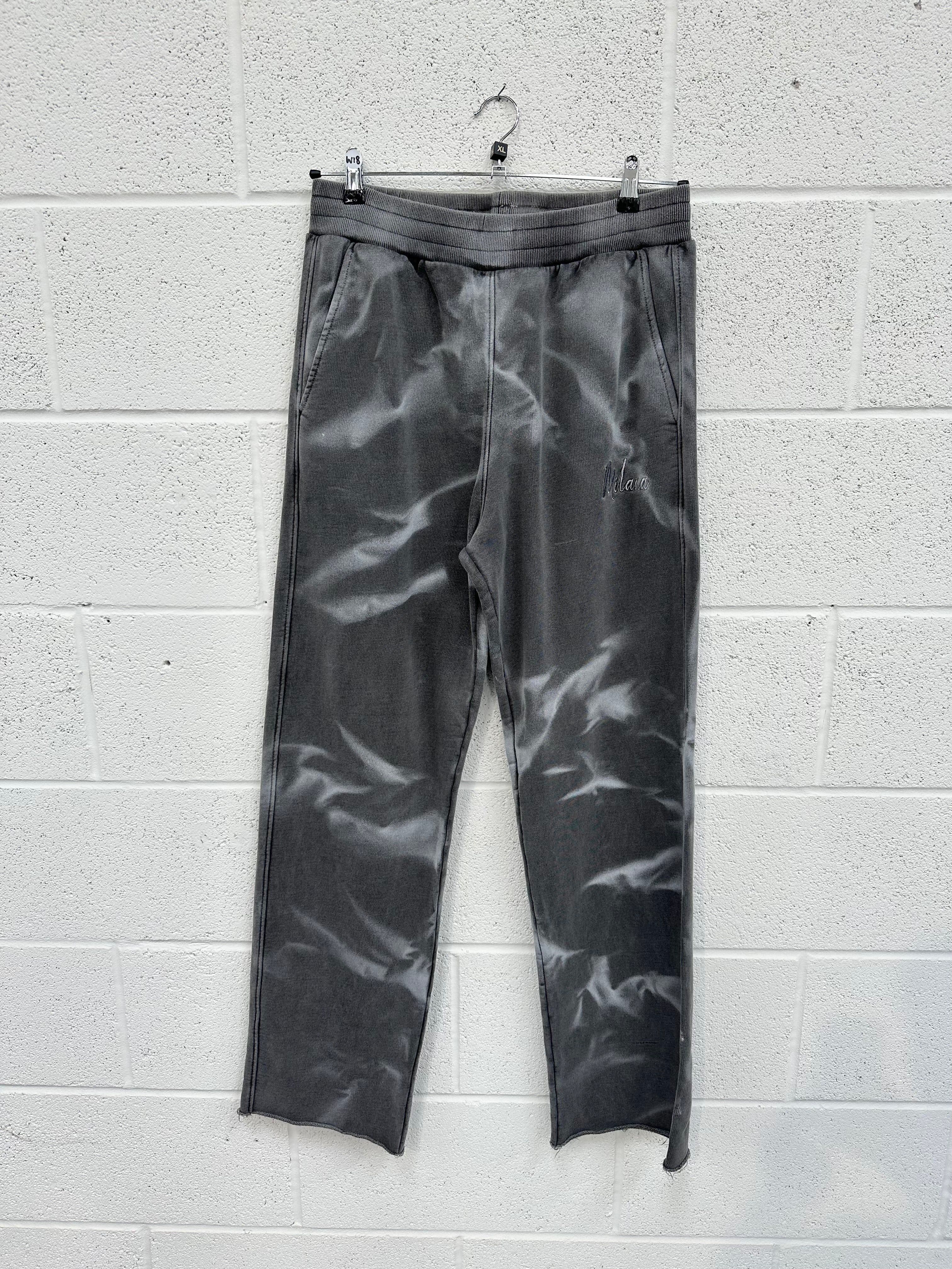 #W18 Washed Charcoal Spray Out Heavyweight Sweatpants.