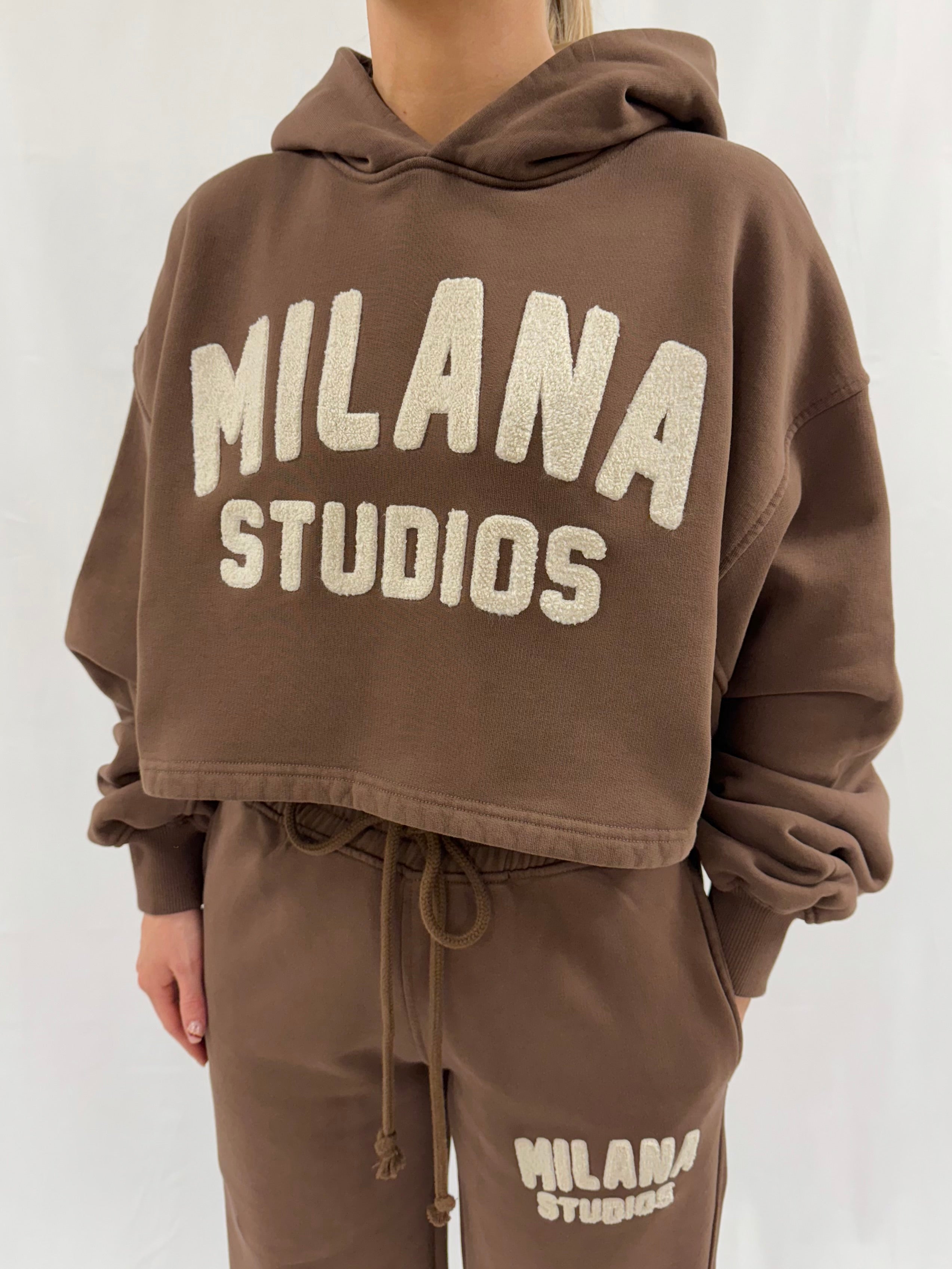 Dark Chocolate Teddy Heavyweight Cropped Hoodie.