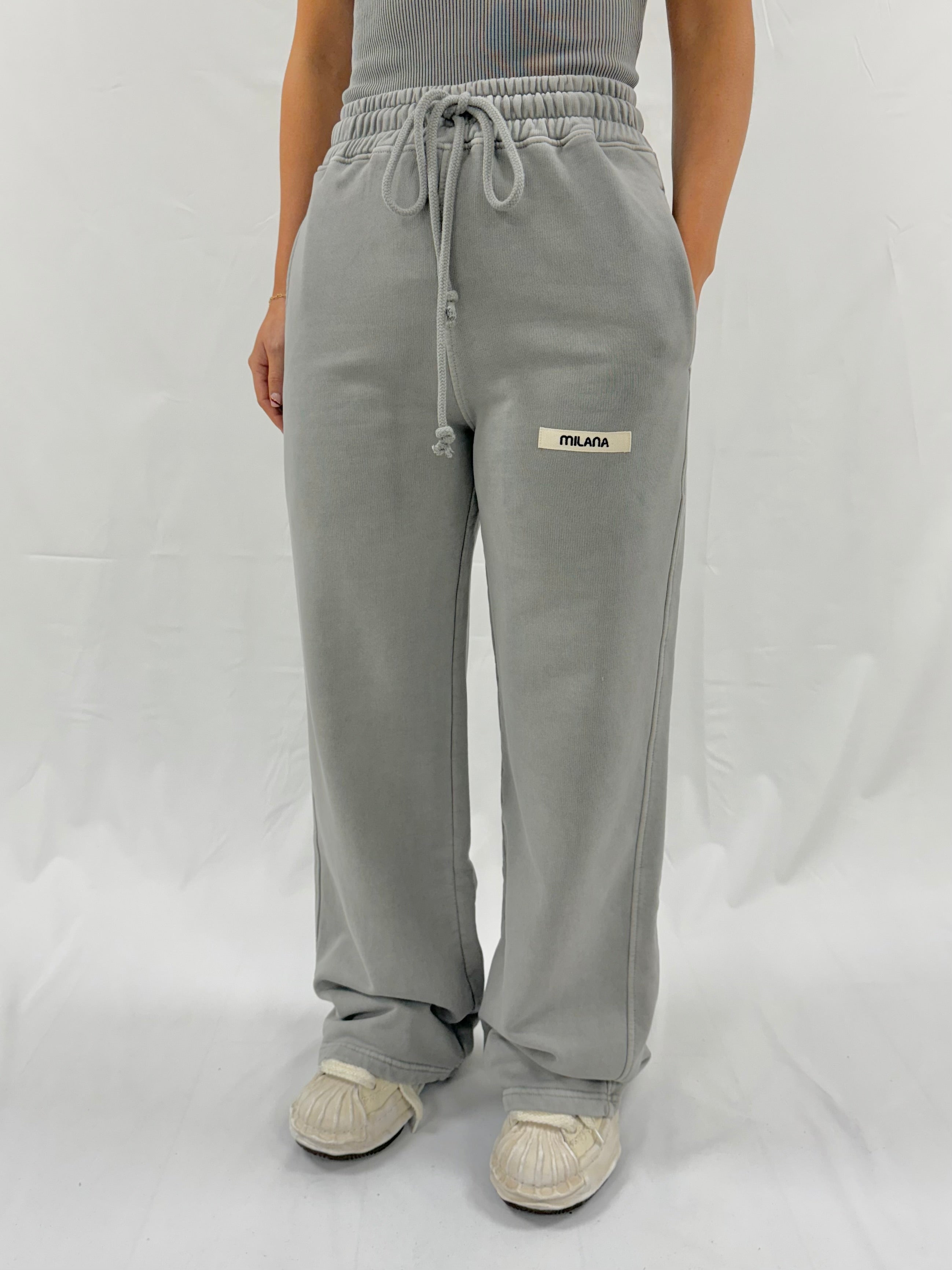 Washed Ash Grey Core Wide Sweatpants.