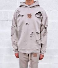 Load image into Gallery viewer, Washed Taupe Heavyweight Distressed Hoodie.