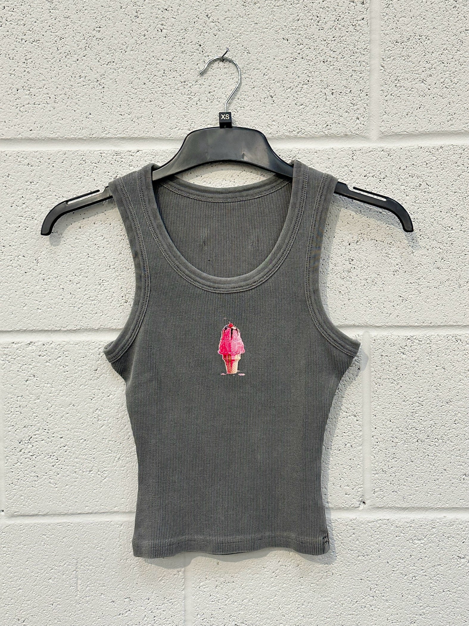 #CC67 Washed Charcoal Ice Cream Racer Vest.