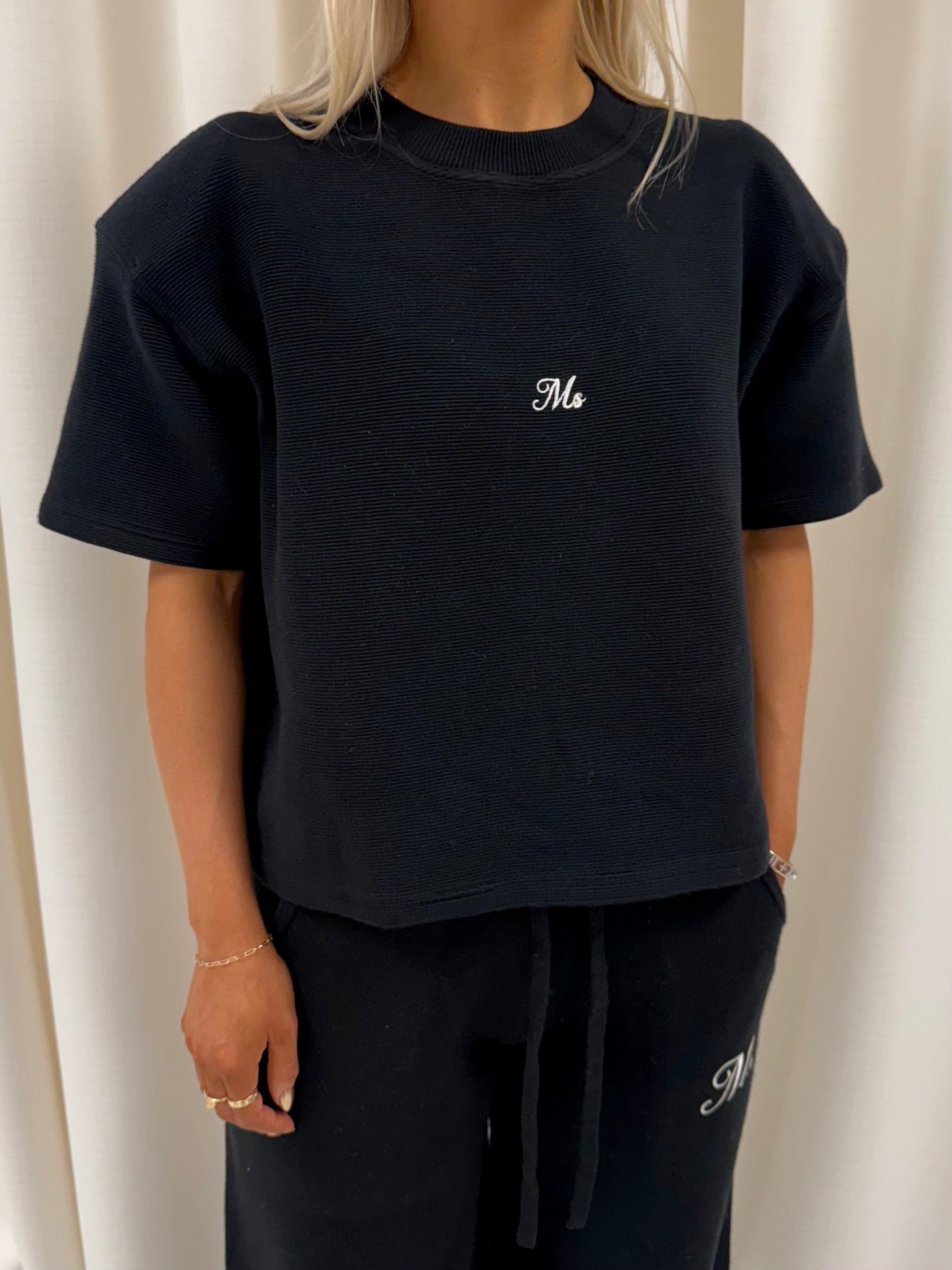 Black Aura Ribbed Top.