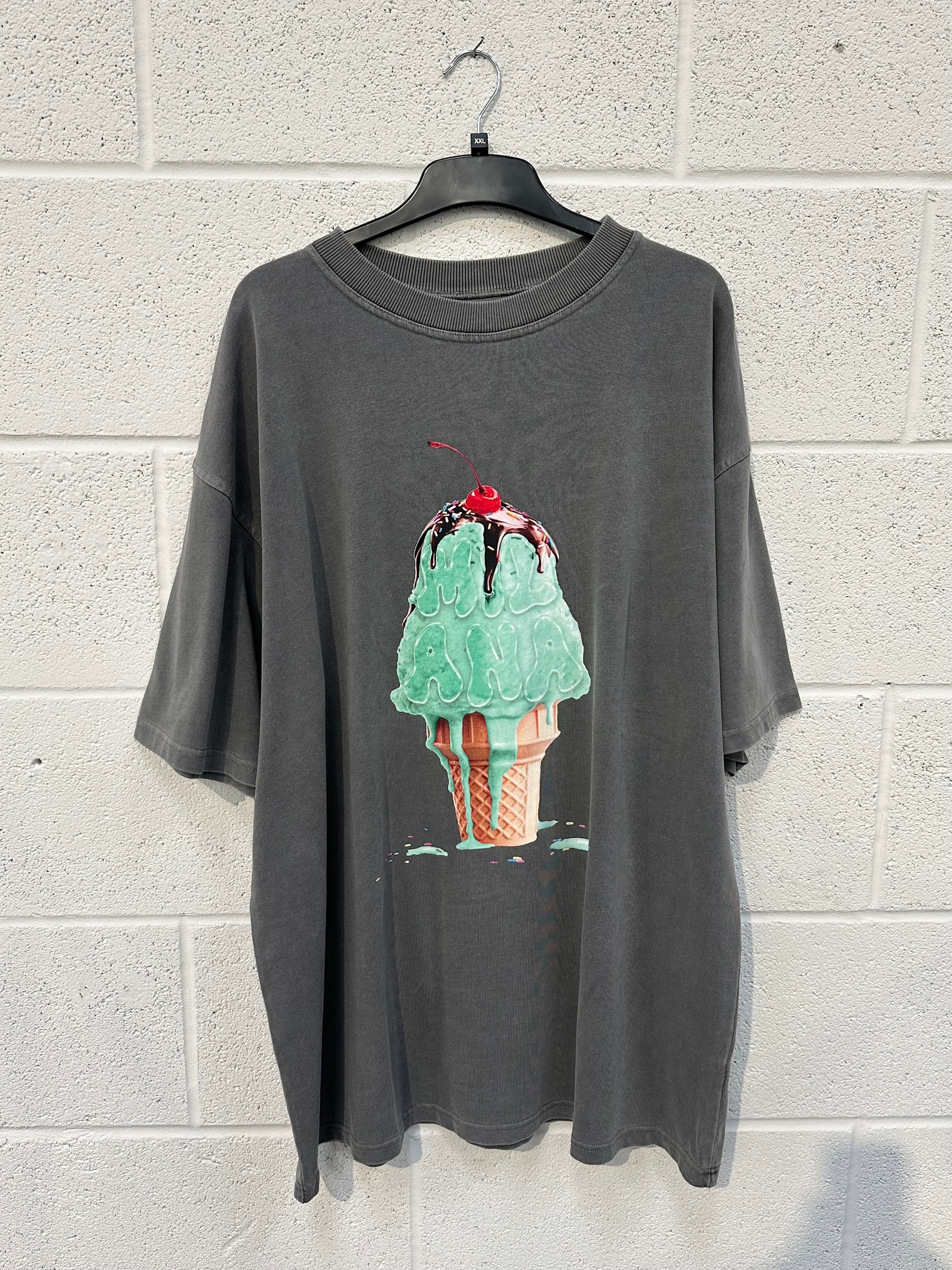 #CC74 Washed Charcoal Ice Cream Heavyweight T-shirt.