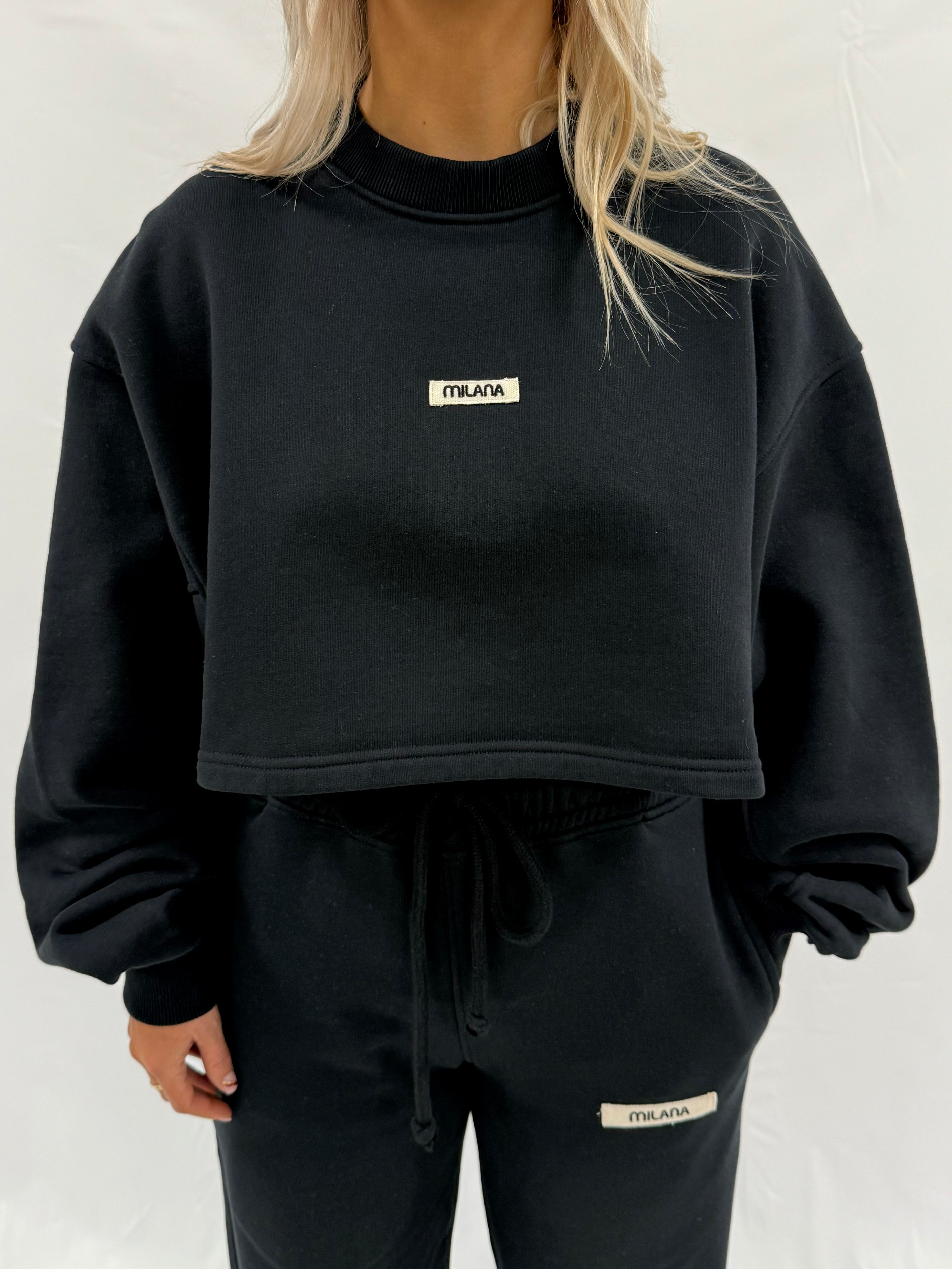 Black Core Heavyweight Cropped Sweatshirt.