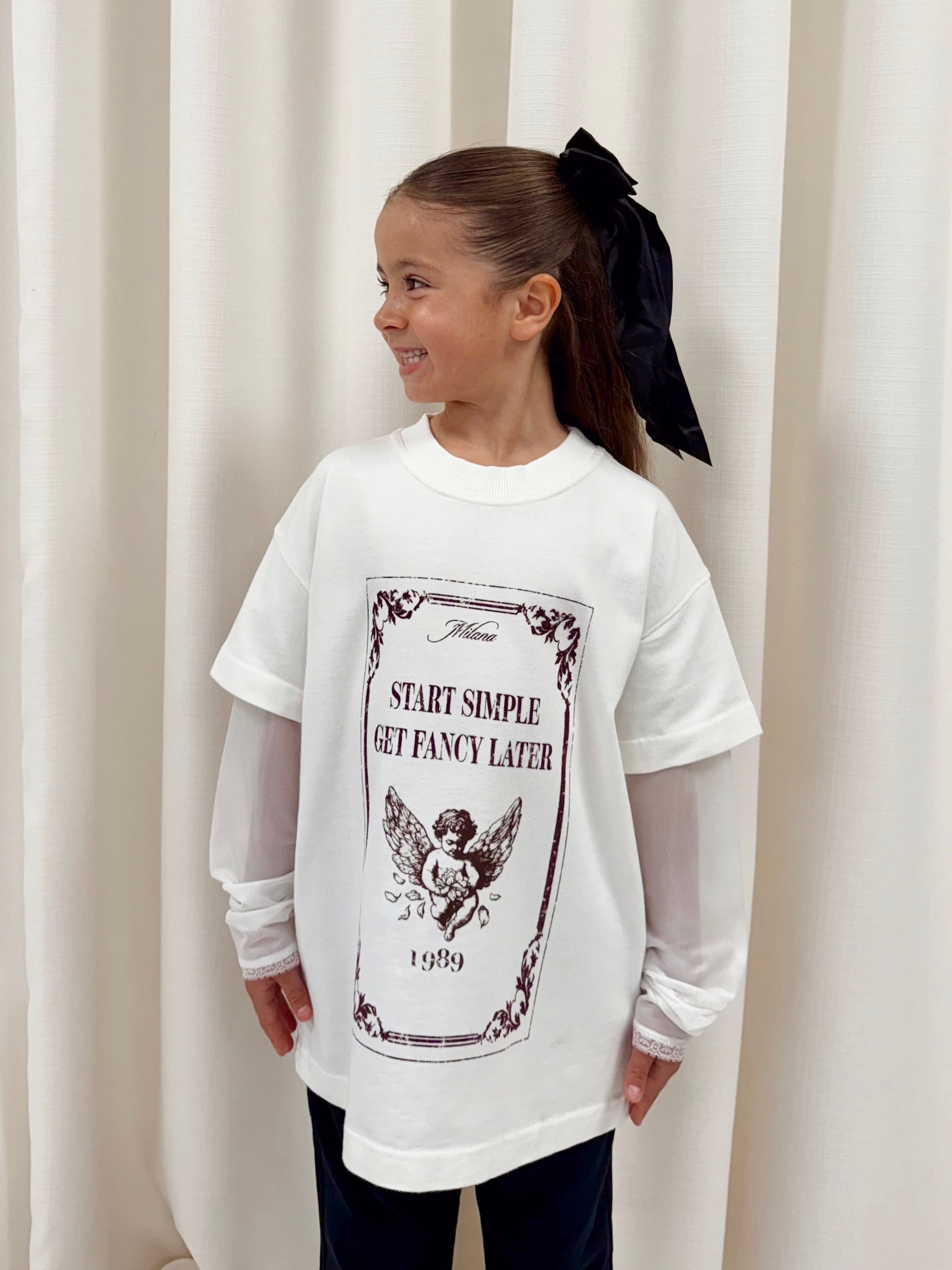 Off White Cherub Stamp Kids Long Sleeve.
