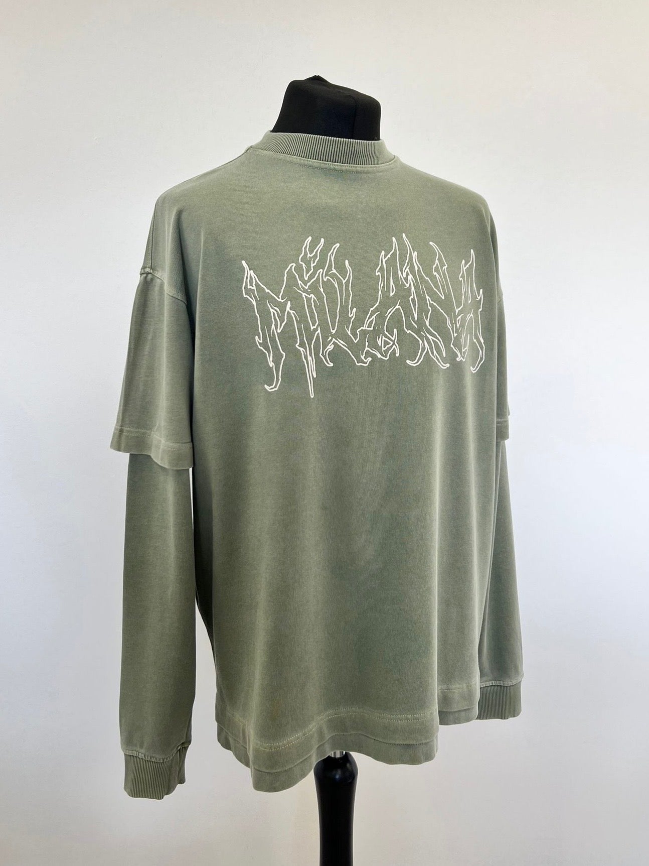 Washed Military Green Milana Heavyweight T-shirt Long Sleeve.