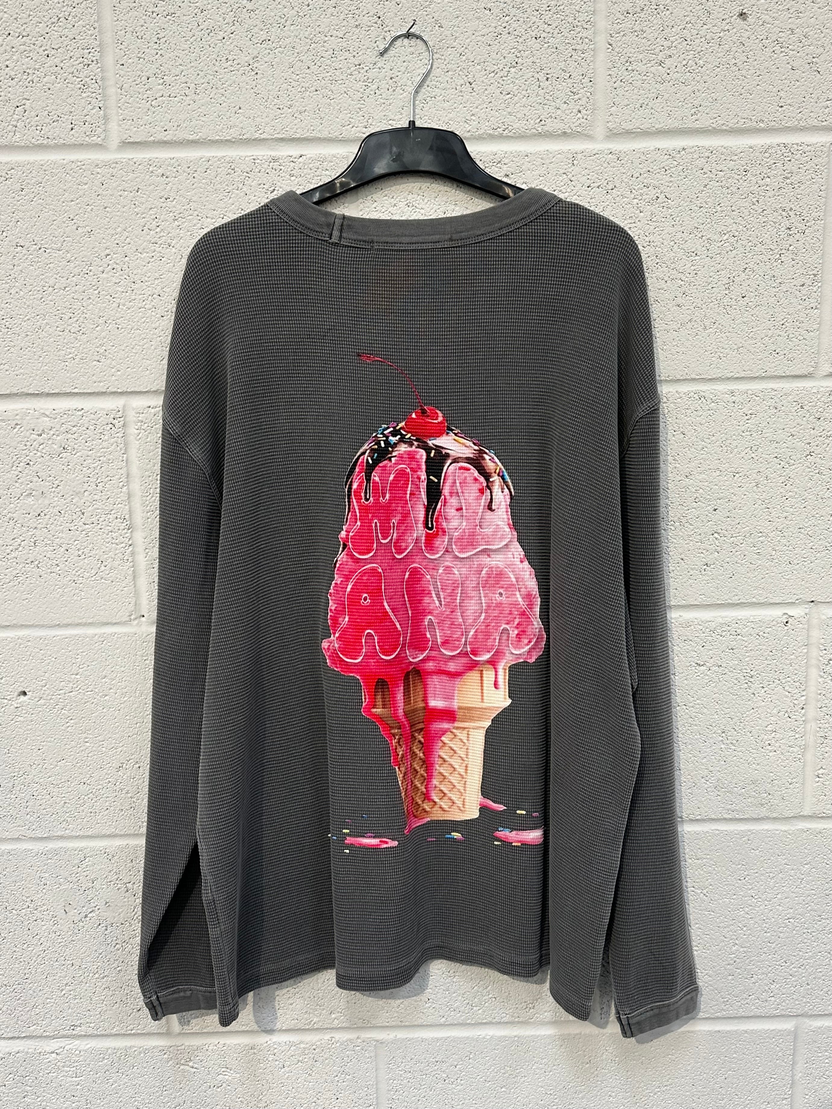 #CC71 Washed Charcoal Ice Cream Waffle Heavyweight Long Sleeve.