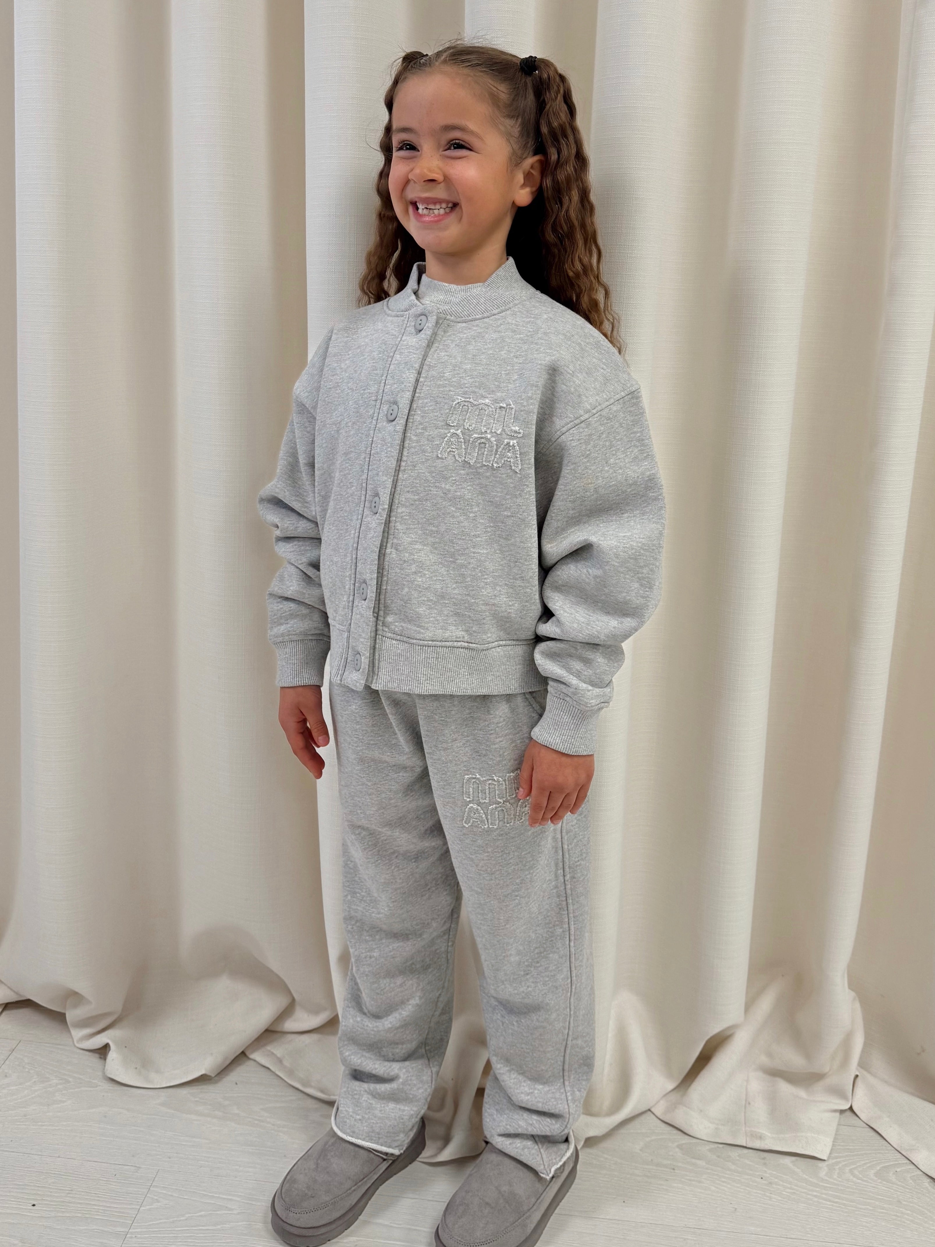 Marl Grey Appliqué Kids Bomber Jacket.