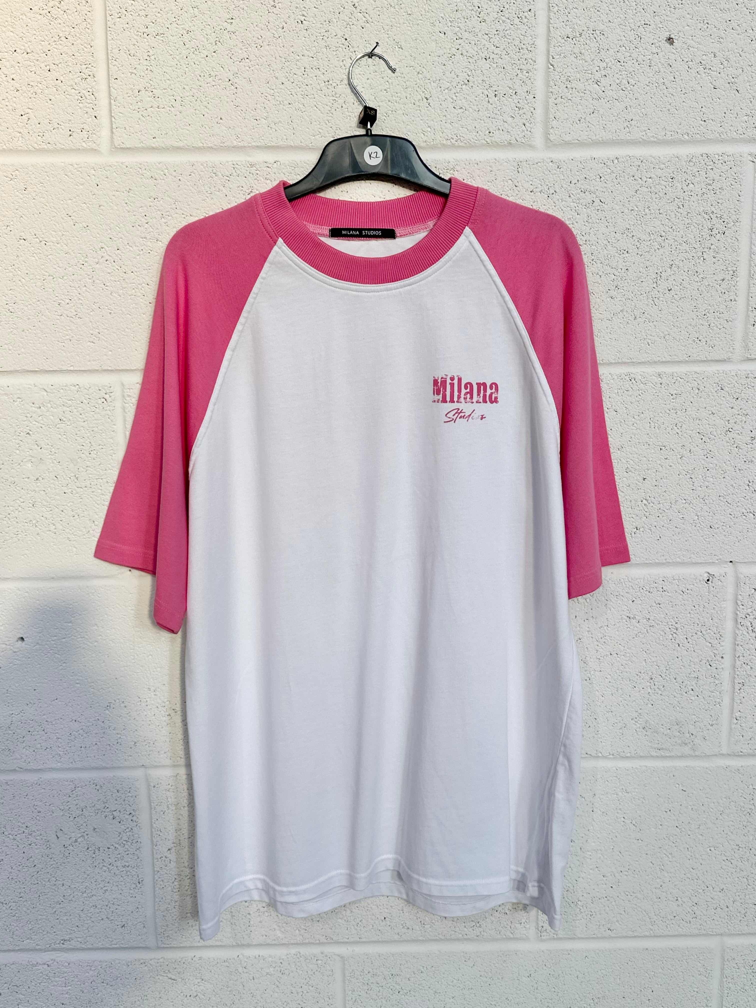 #K2 Pink Raglan Heavyweight T-shirt.