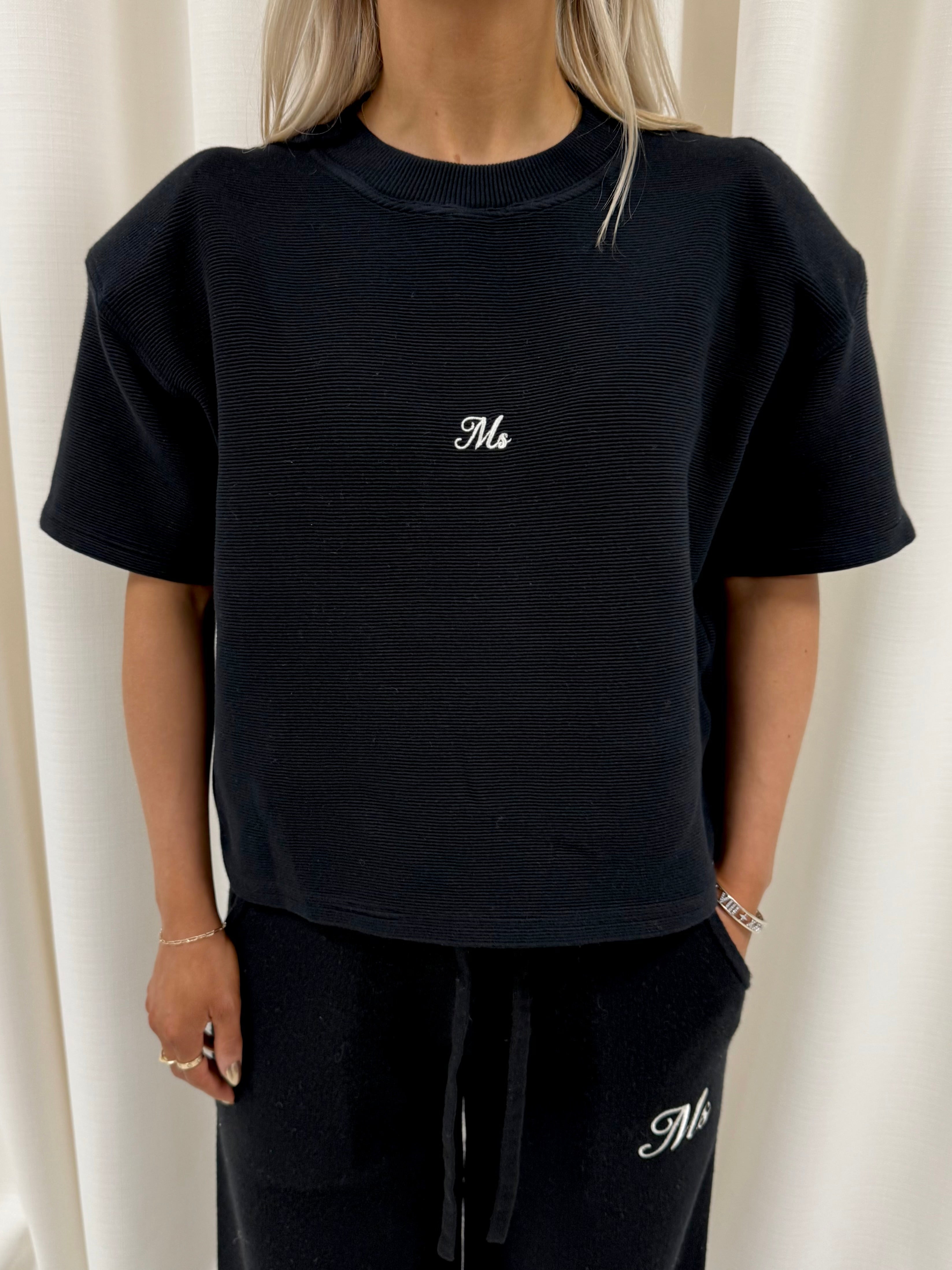 Black Aura Ribbed Top.