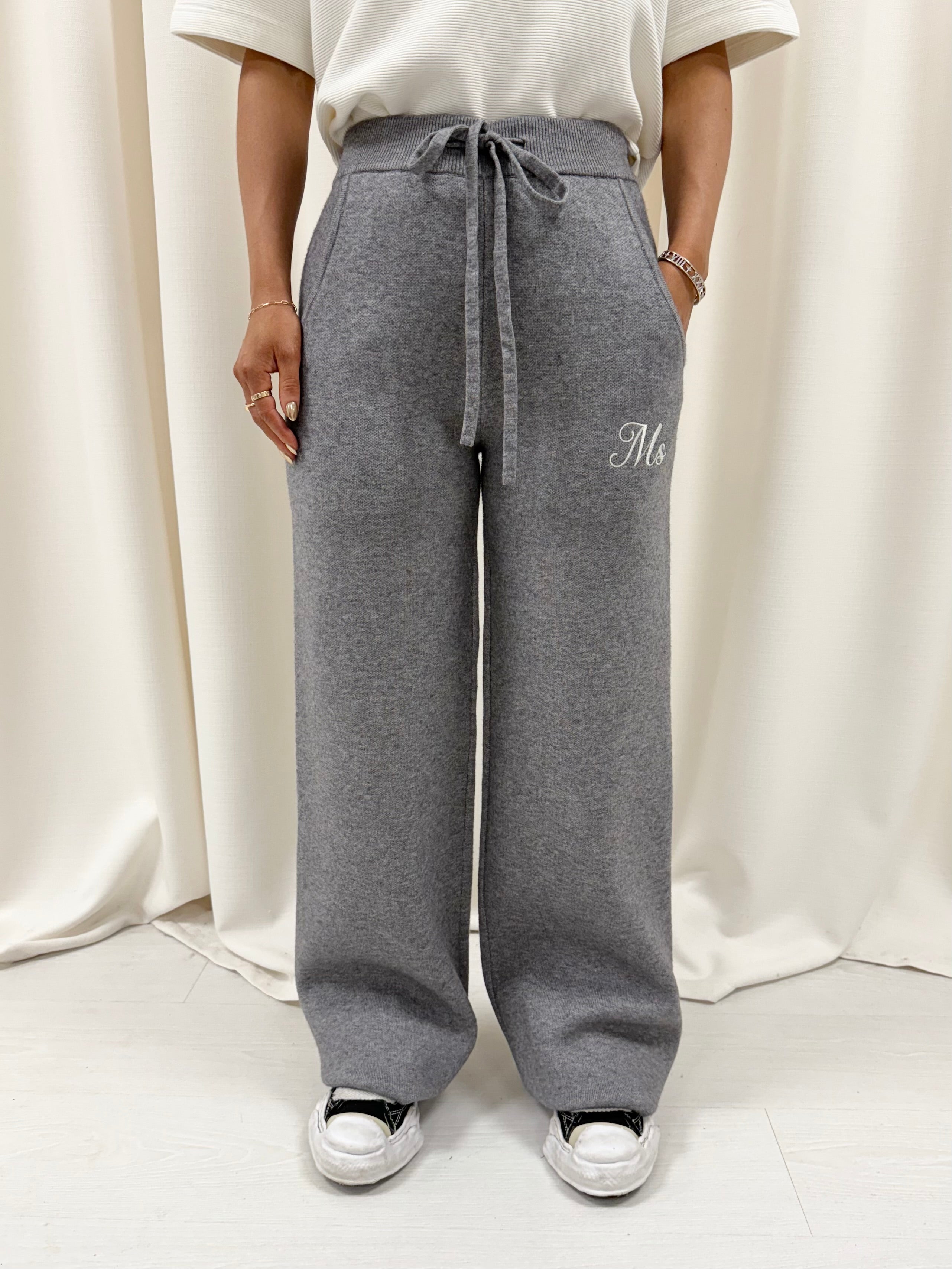 Marl Grey MS Knitted Wide Sweatpants.