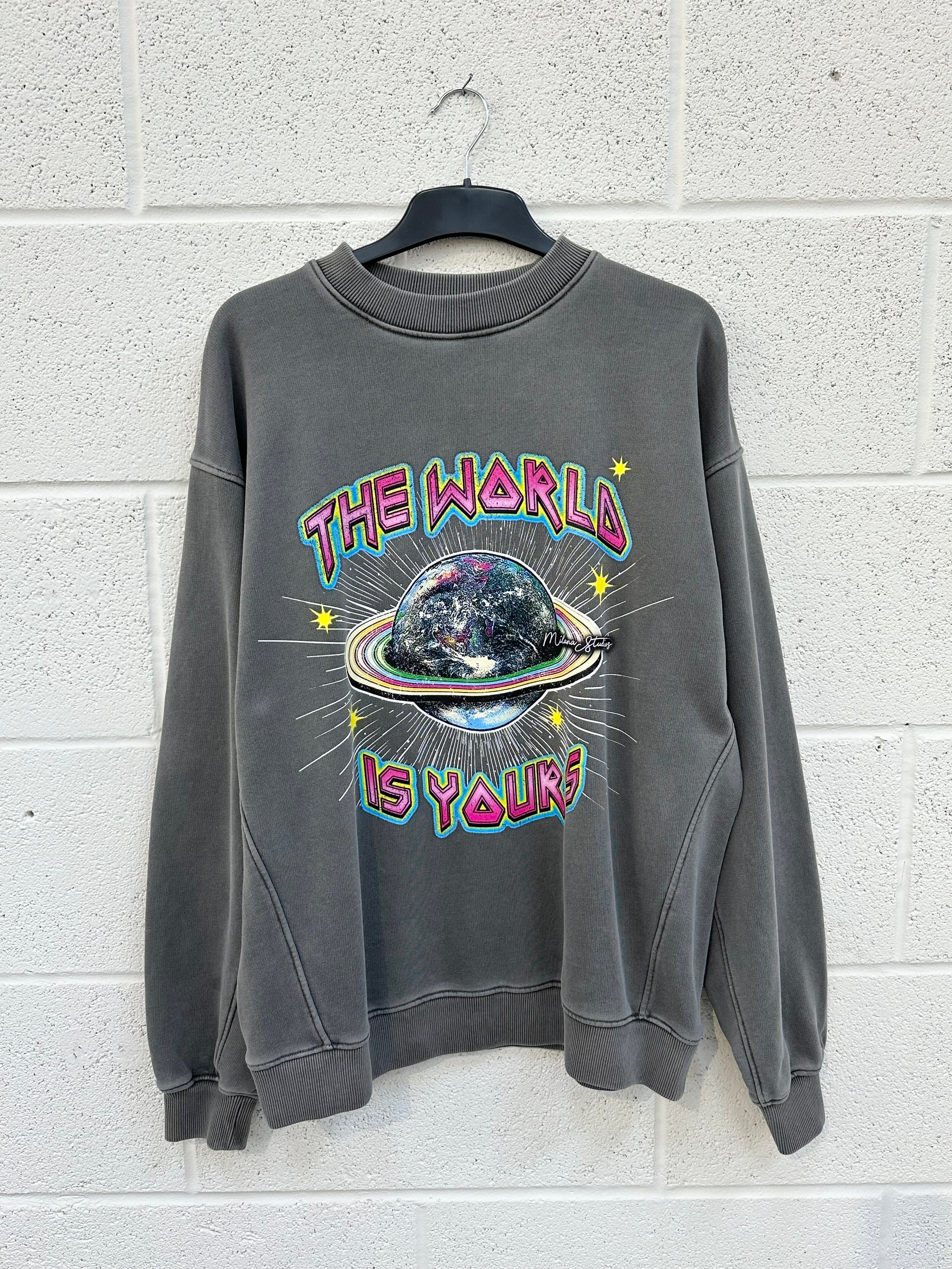 #BB53 Washed Charcoal Planet Sweatshirt.