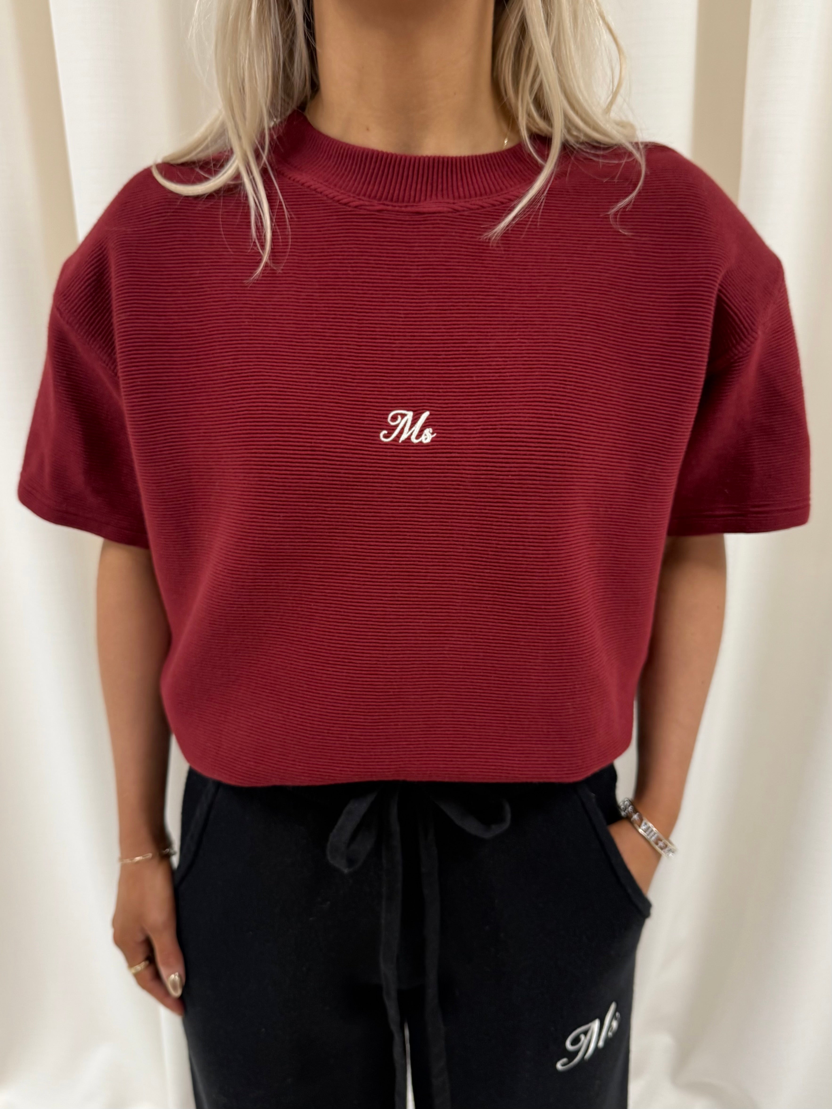 Burgundy Aura Ribbed Top.
