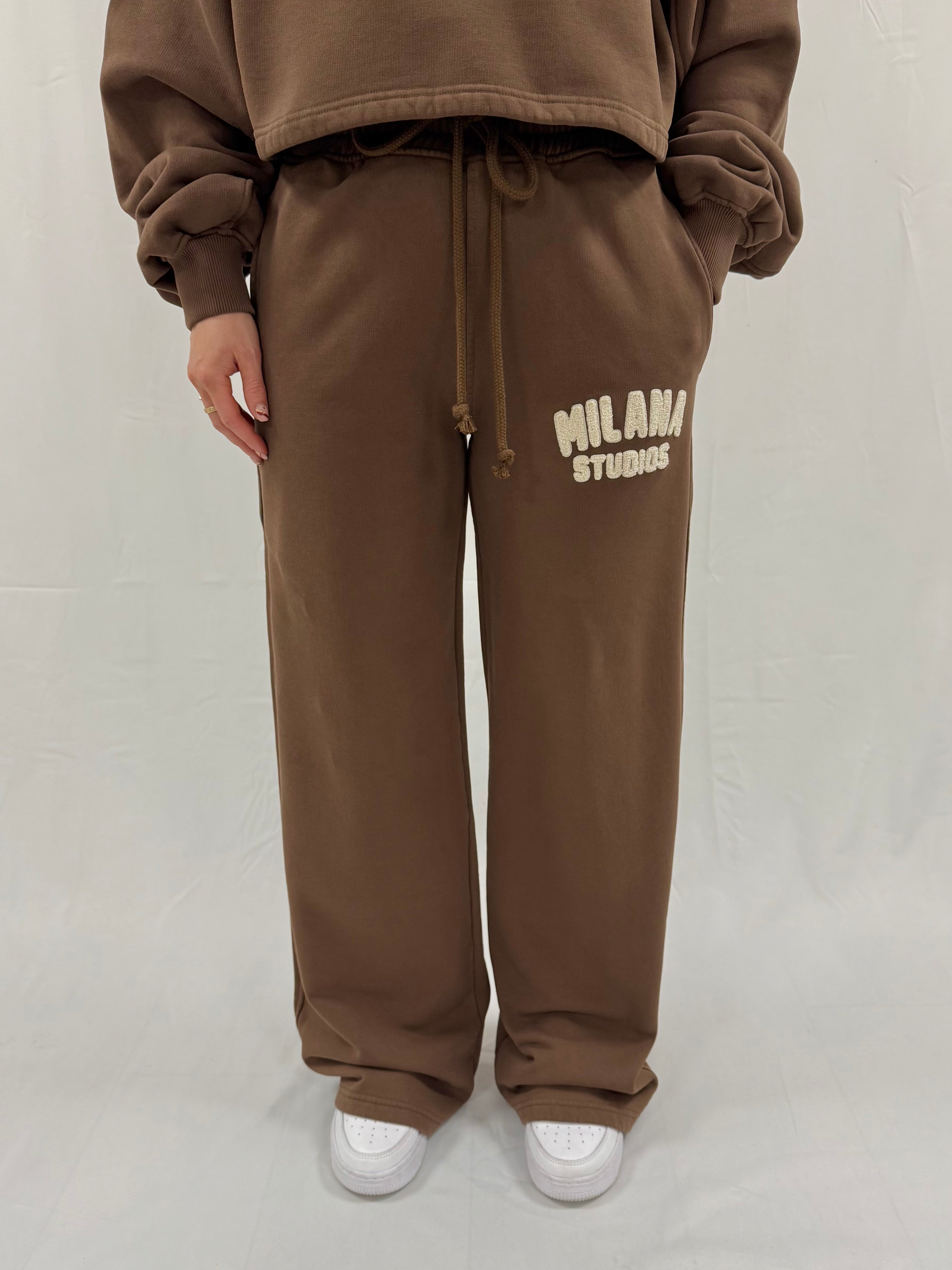 Dark Chocolate Teddy Wide Sweatpants.