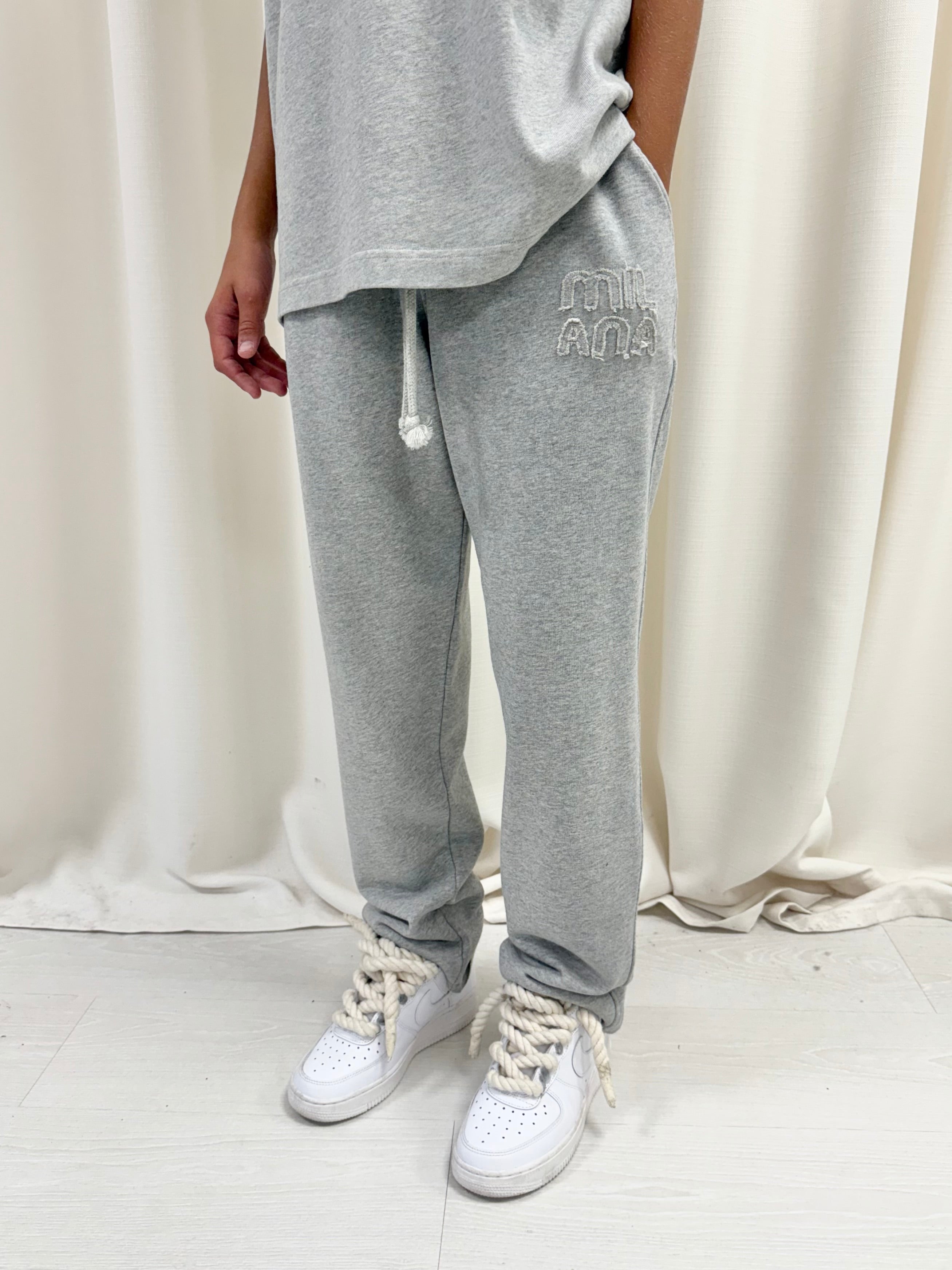 Marl Grey Appliqué Kids Relaxed Sweatpants.