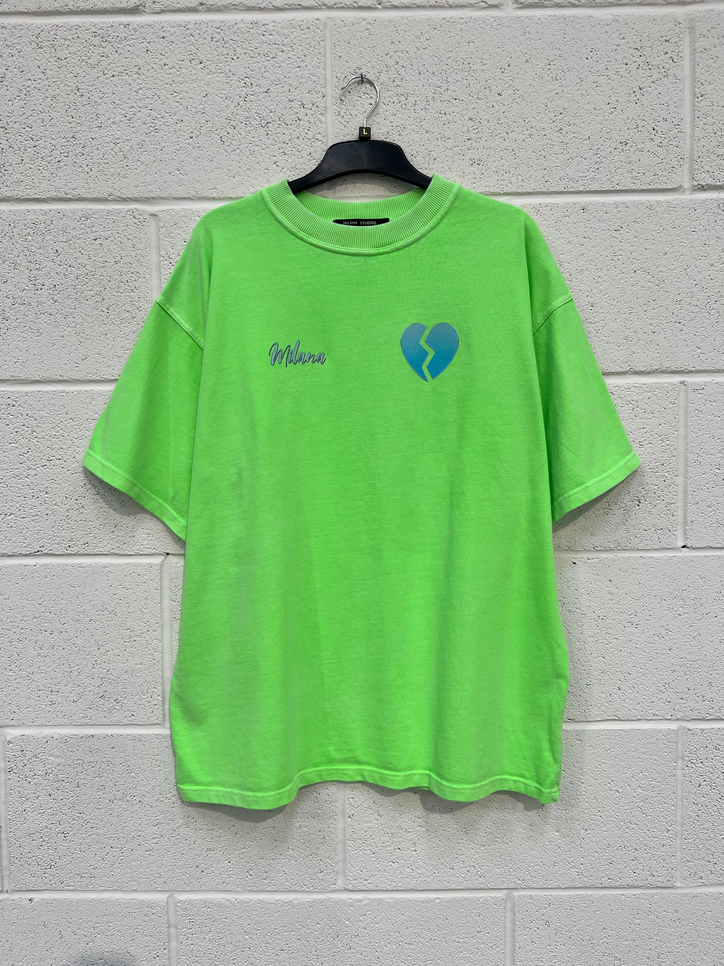 #F4 Washed Neon Green Hotline Heavyweight T-shirt.