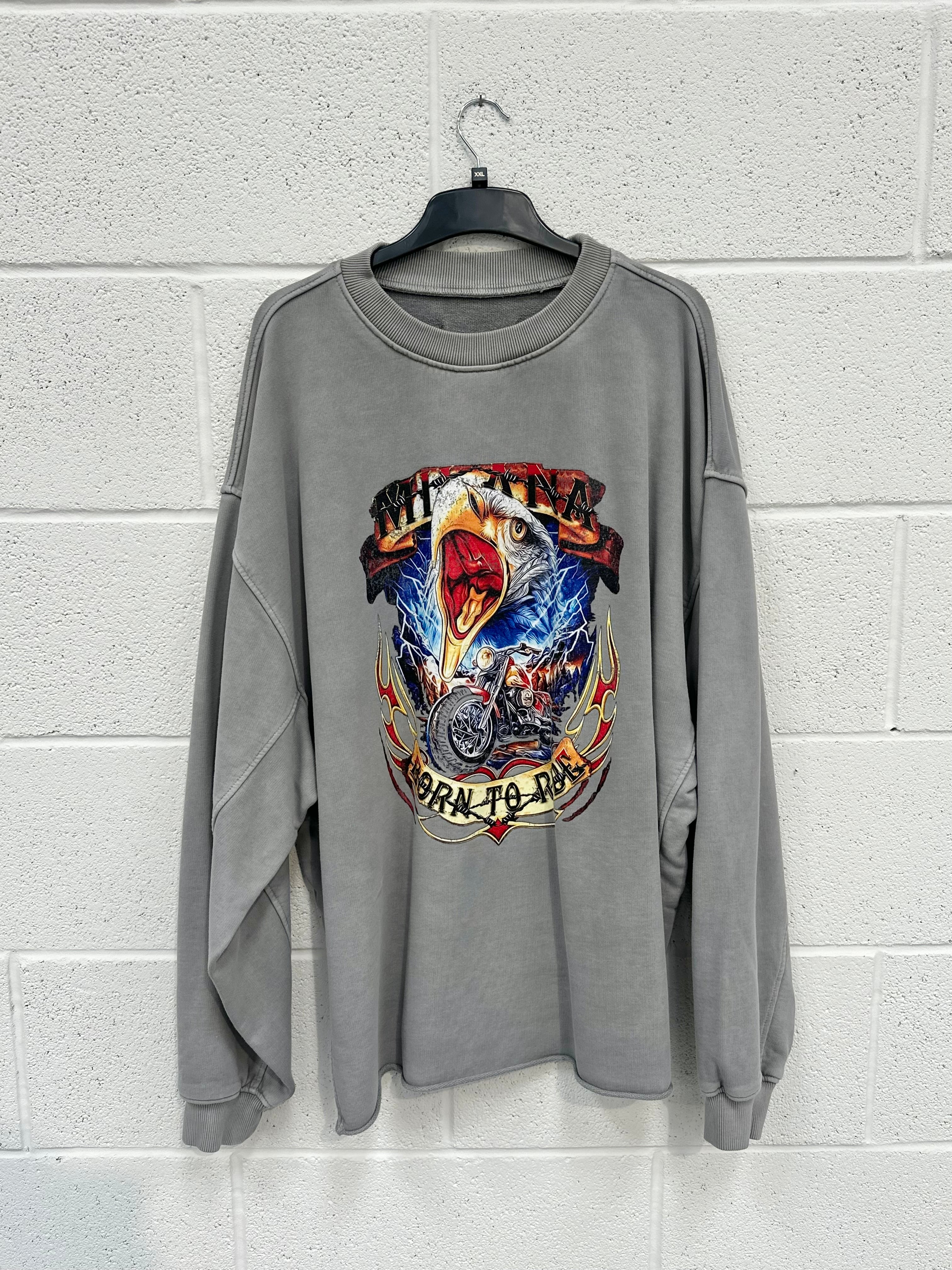 #N23 Washed Grey Eagle Heavyweight Sweatshirt.