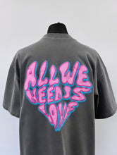 Load image into Gallery viewer, Washed Charcoal Balloon Heart Heavyweight T-shirt.